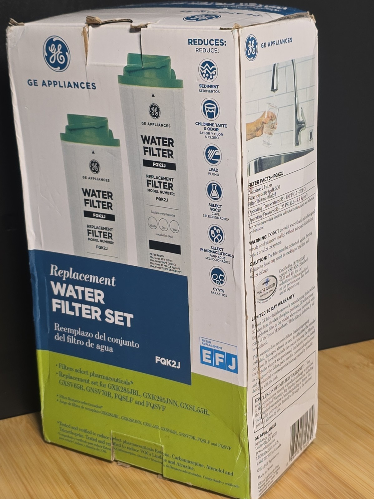 GE Appliances FQK2J Replacement Water Filter Set 2-Pack Lead & Cyst Reduction