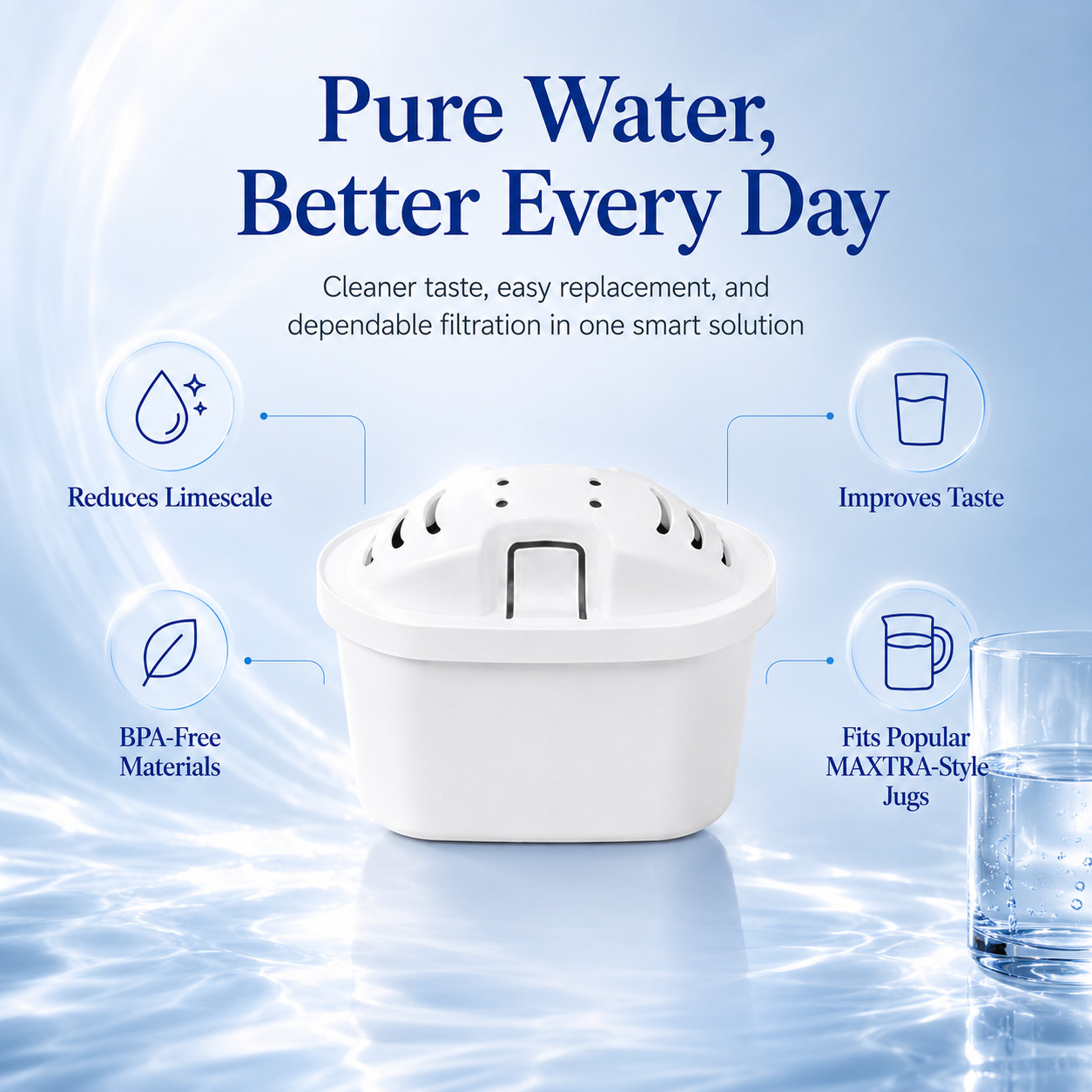 6x Water Filter Replacement Cartridges to fit Brita Maxtra+ Plus Pitchers & Jugs