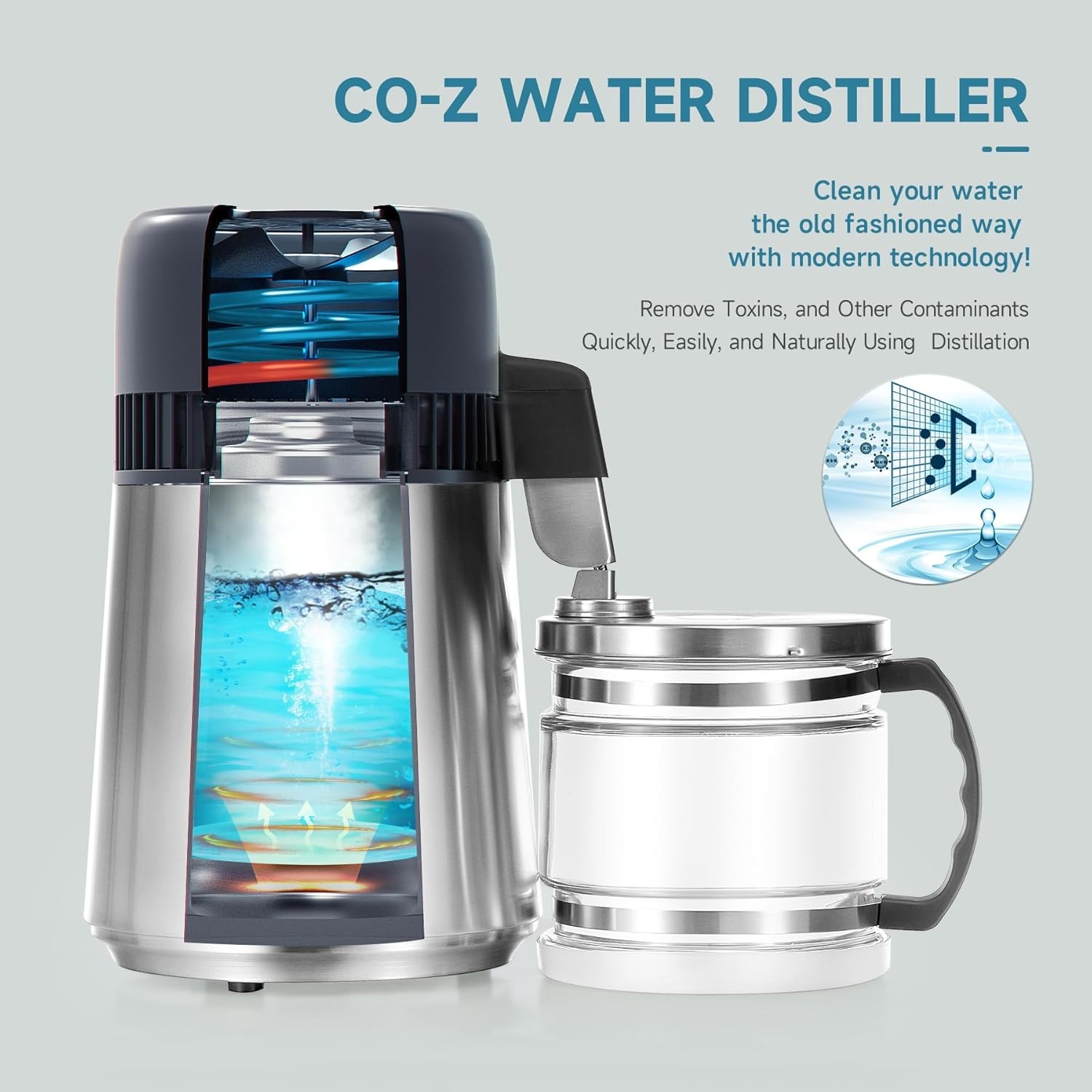 Water Filter Black & Stainless Countertop H2O Distiller Machine Home & Business