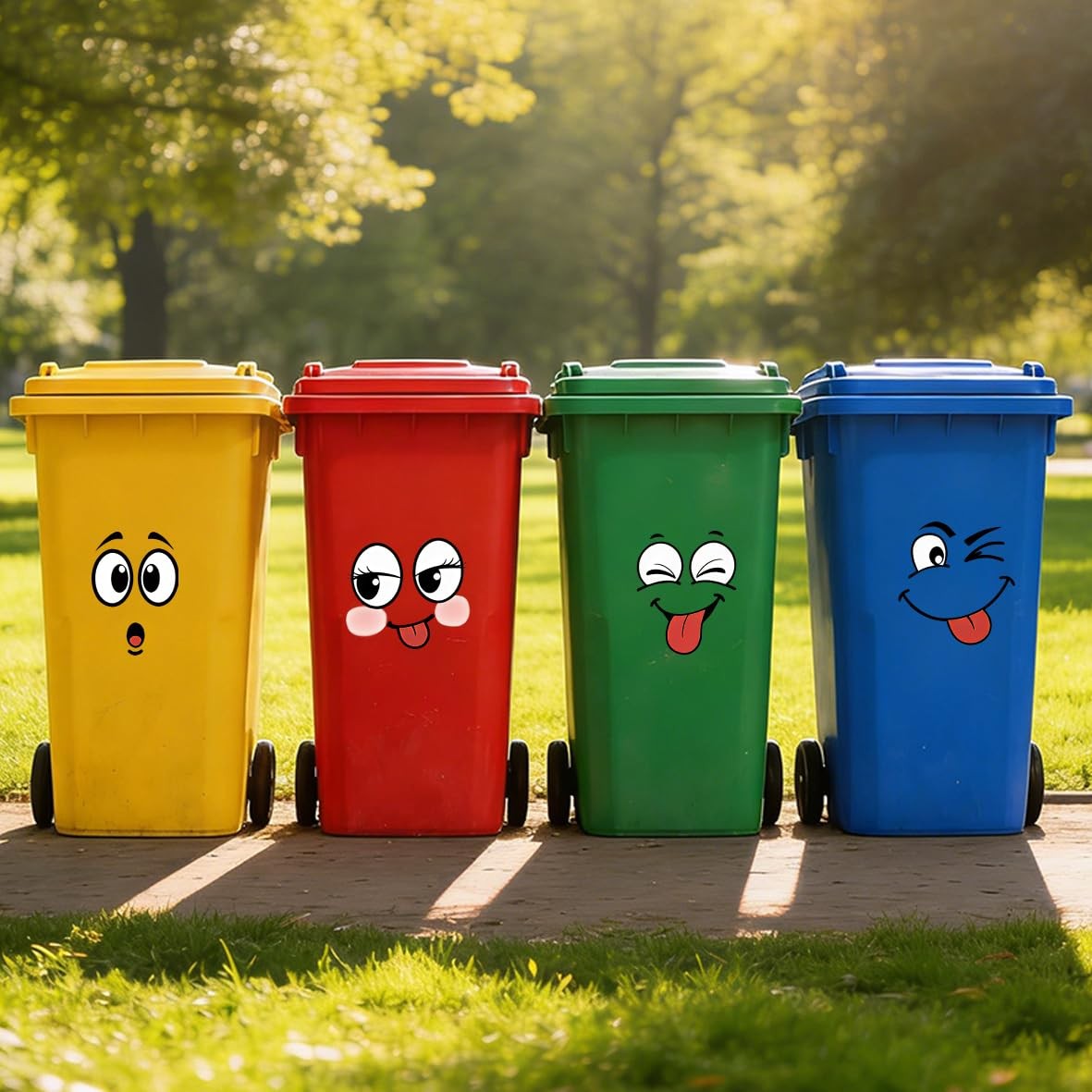 4 Pcs Funny Trash Garbage Can Stickers-Cute Toilet Lid Decal,Adhesive Cartoon…