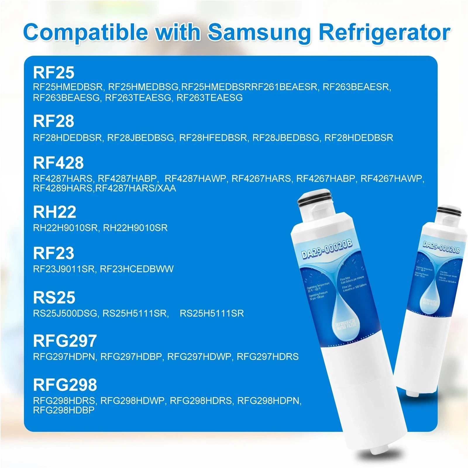 8 Pack DA29-00020B HAF-CIN/EXP Refrigerator Water Filter Fit for Samsung