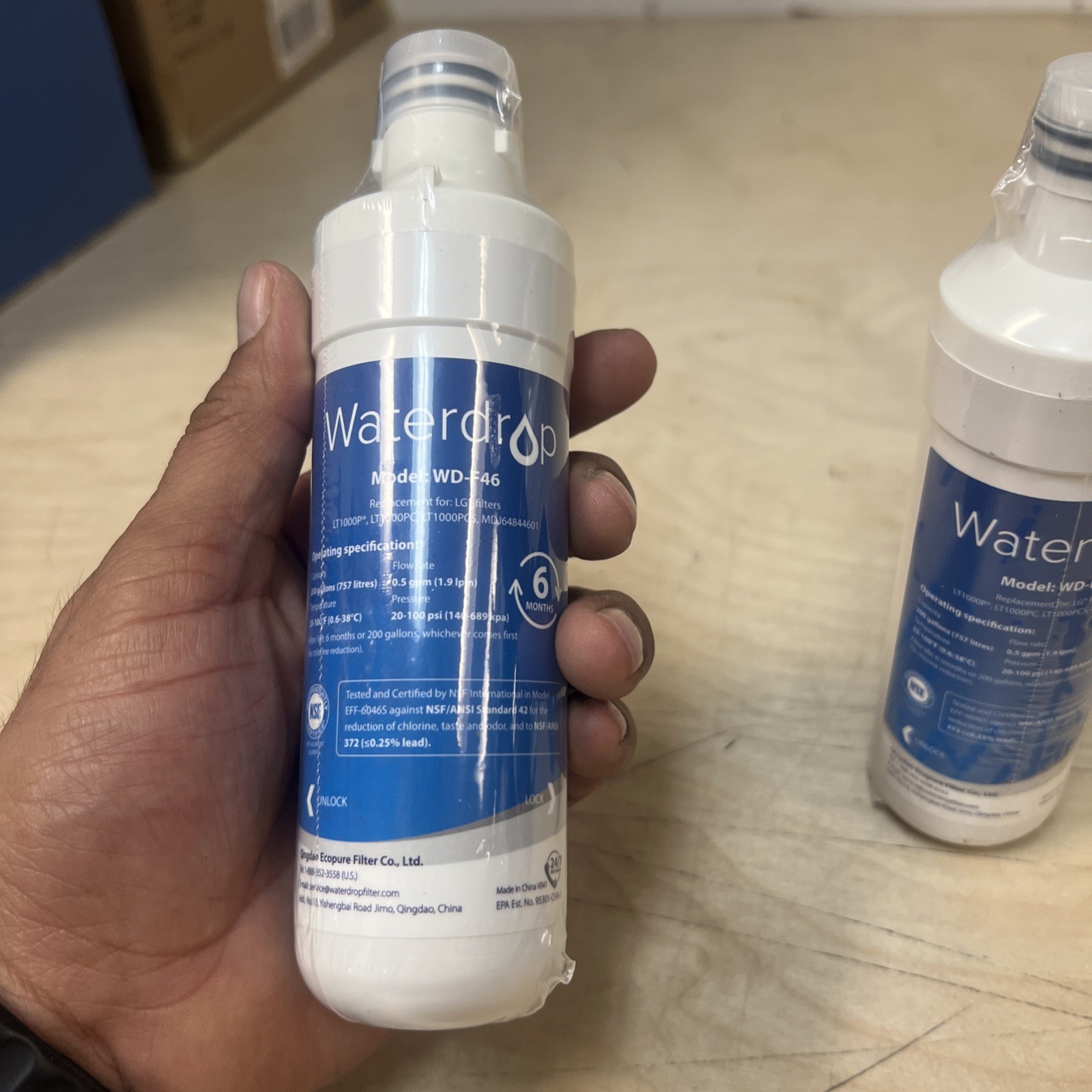 2 Pack Waterdrop Replacement Refrigerator Water Filter WD-F46