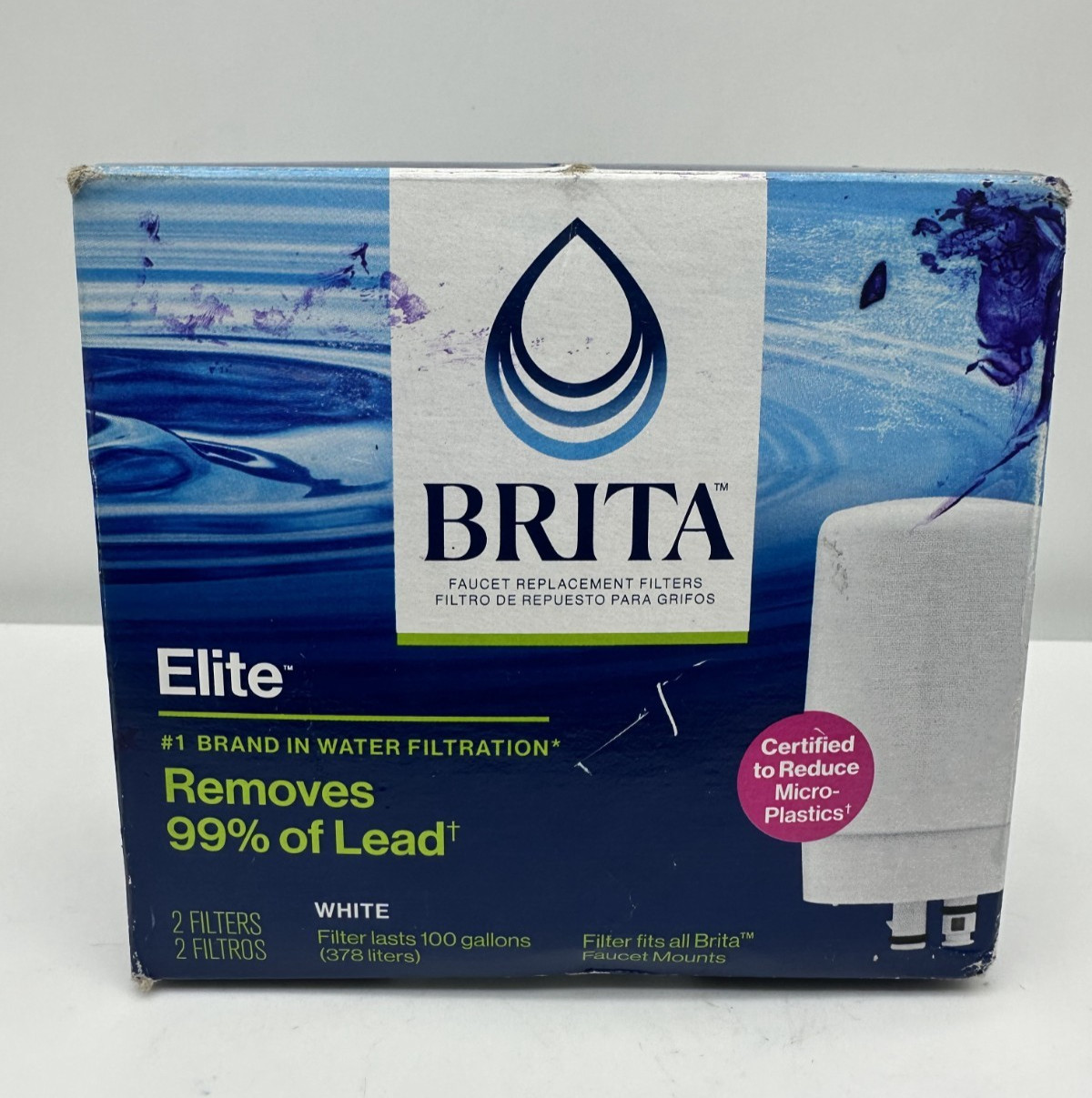 NEW Brita Faucet Elite White Filter Replacement 2 Pack Remove 99% Lead 2 Pack