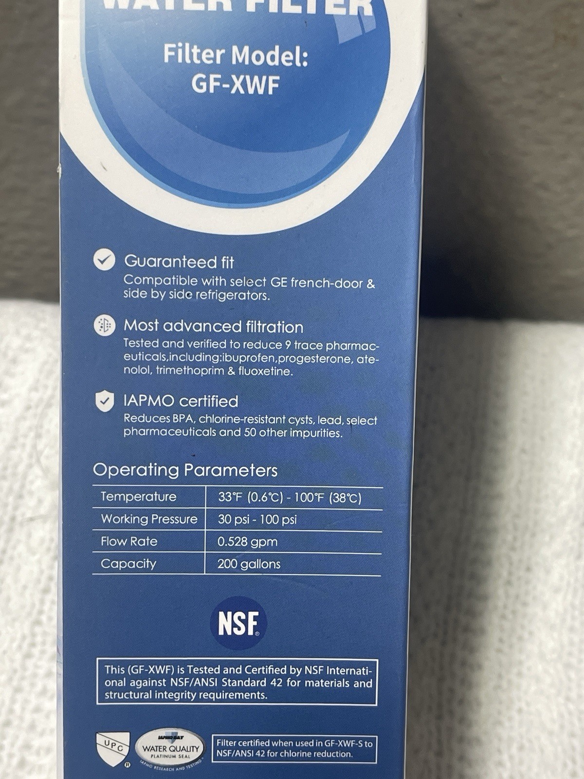 2PK GLACIER FRESH GF-XWF Water Filter Replacement GE French Door & Side By Side