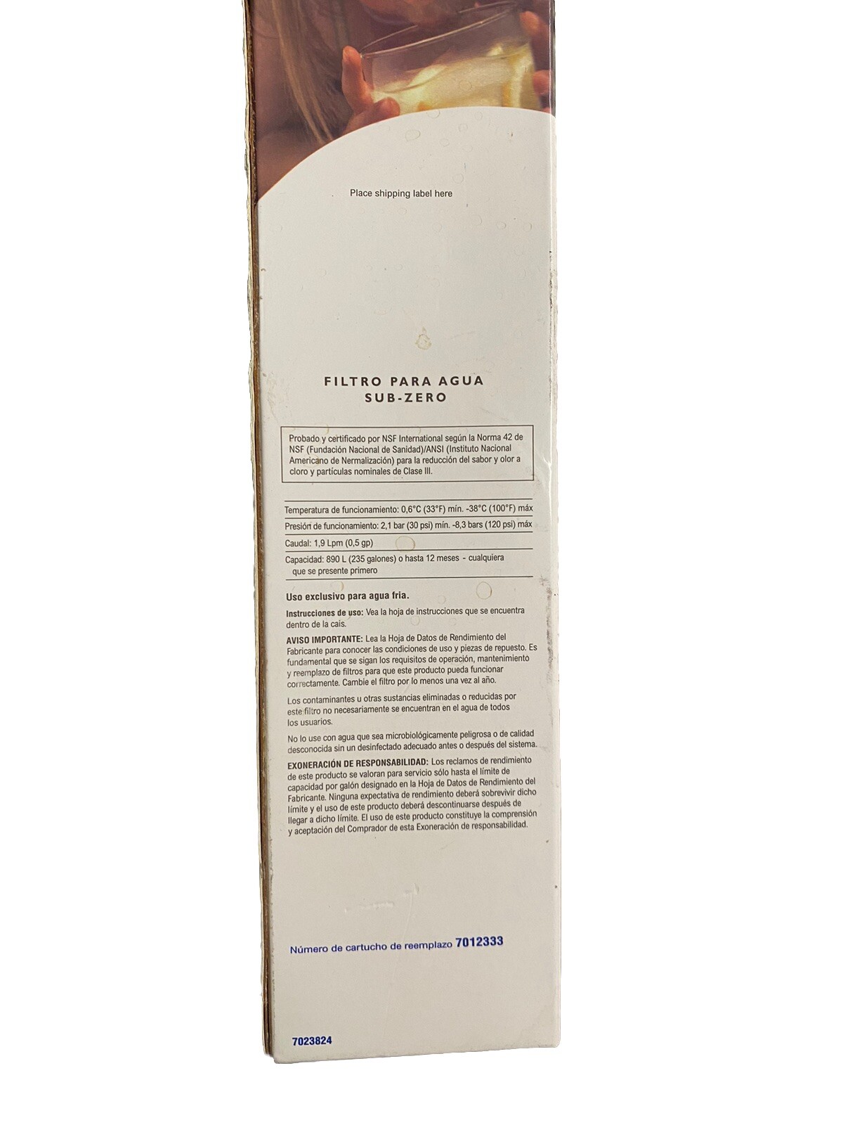 SUB ZERO Water Filter 7012333