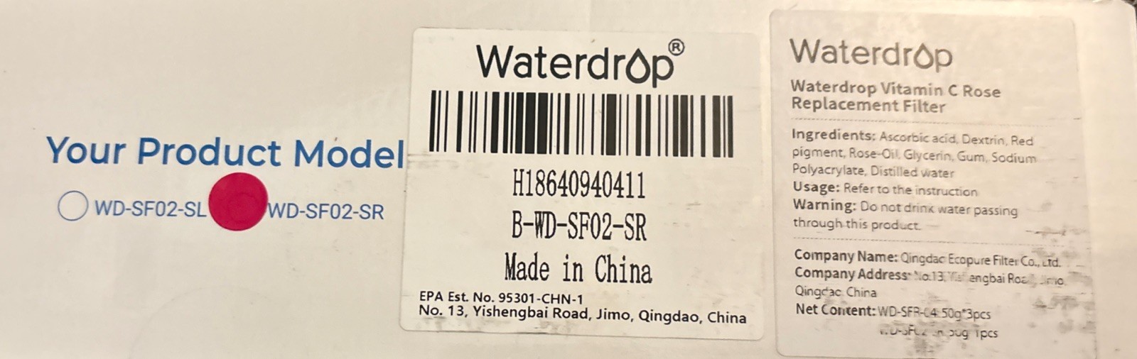 Waterdrop Vitamin C Showerhead system (WD-SF02-SR) *With Multiple Extras*