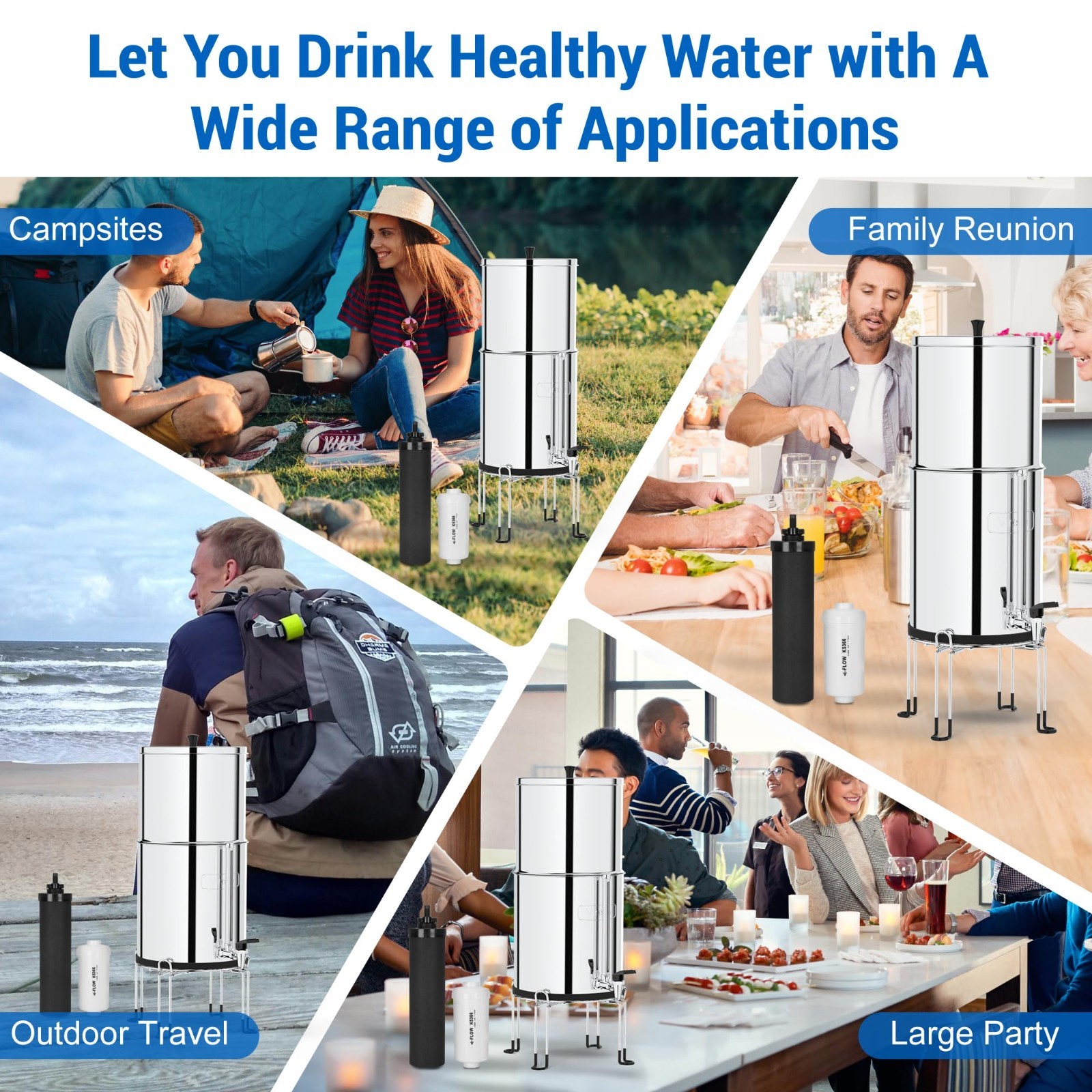 Gravity Water Filter Replacement Combo Pack for BB9-2 & PF-2, NSF 42 Compatible