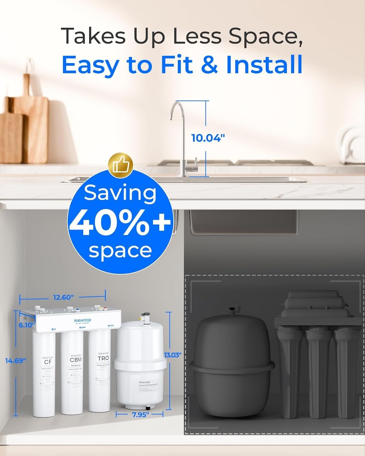 Waterdrop T3-T 220 GPD, Remineralization 7-Stage Reverse Osmosis System No Power