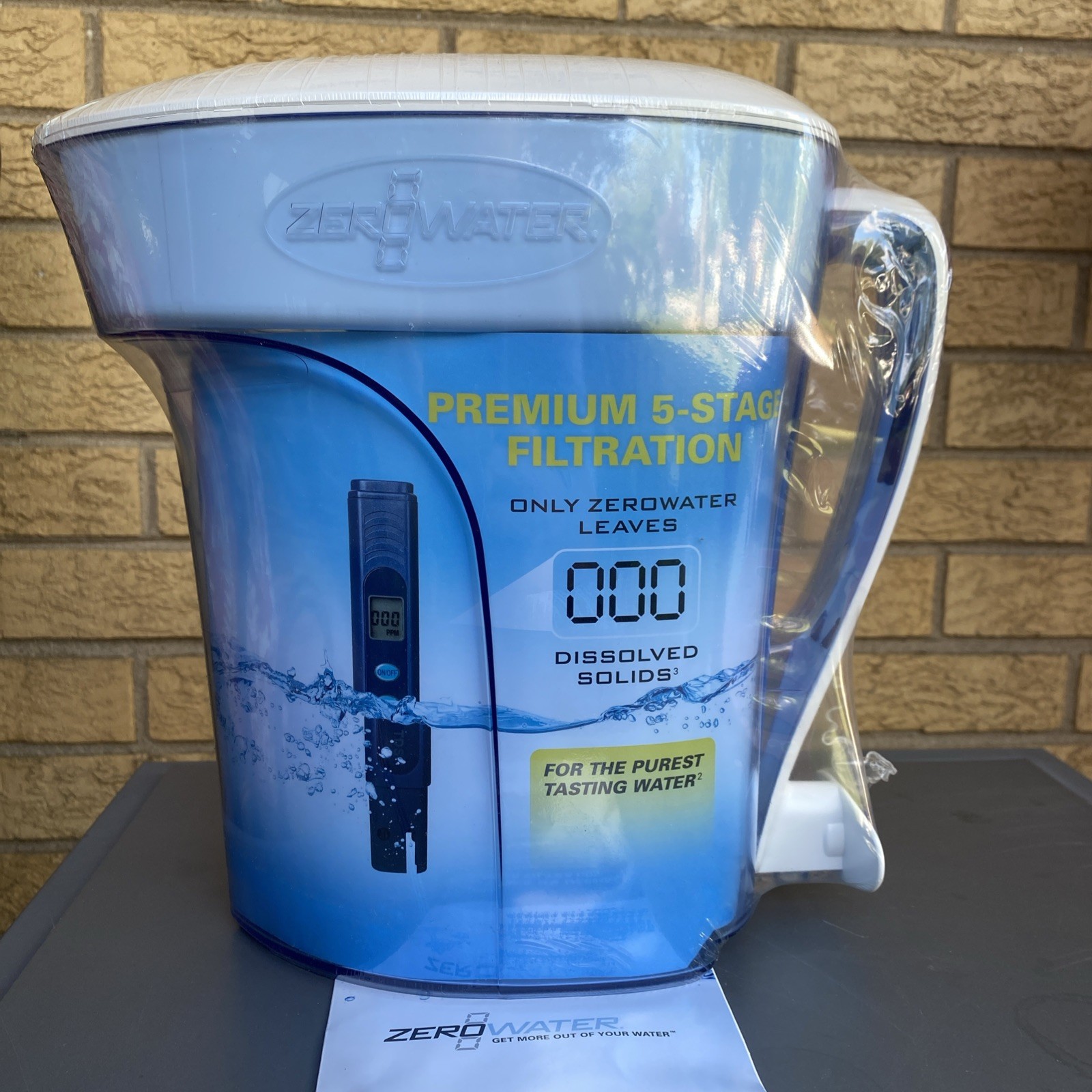 Zero Water Pitcher 10 Cup 5 Stage Advanced Filtration Water Quality Meter New