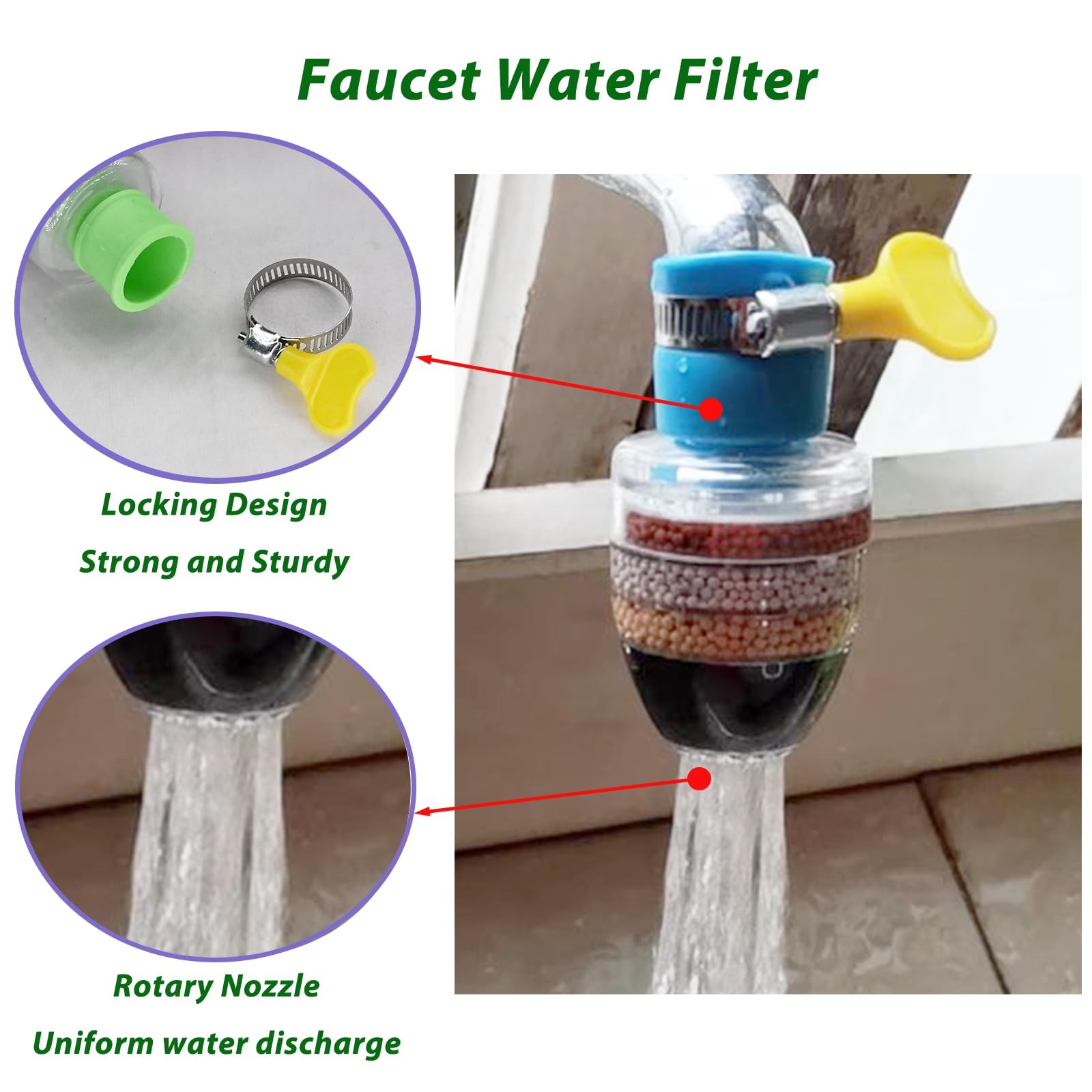 6 Pcs Faucet Water Filter,6 Layer Cartridge Activated Carbon Filters Water Fi…
