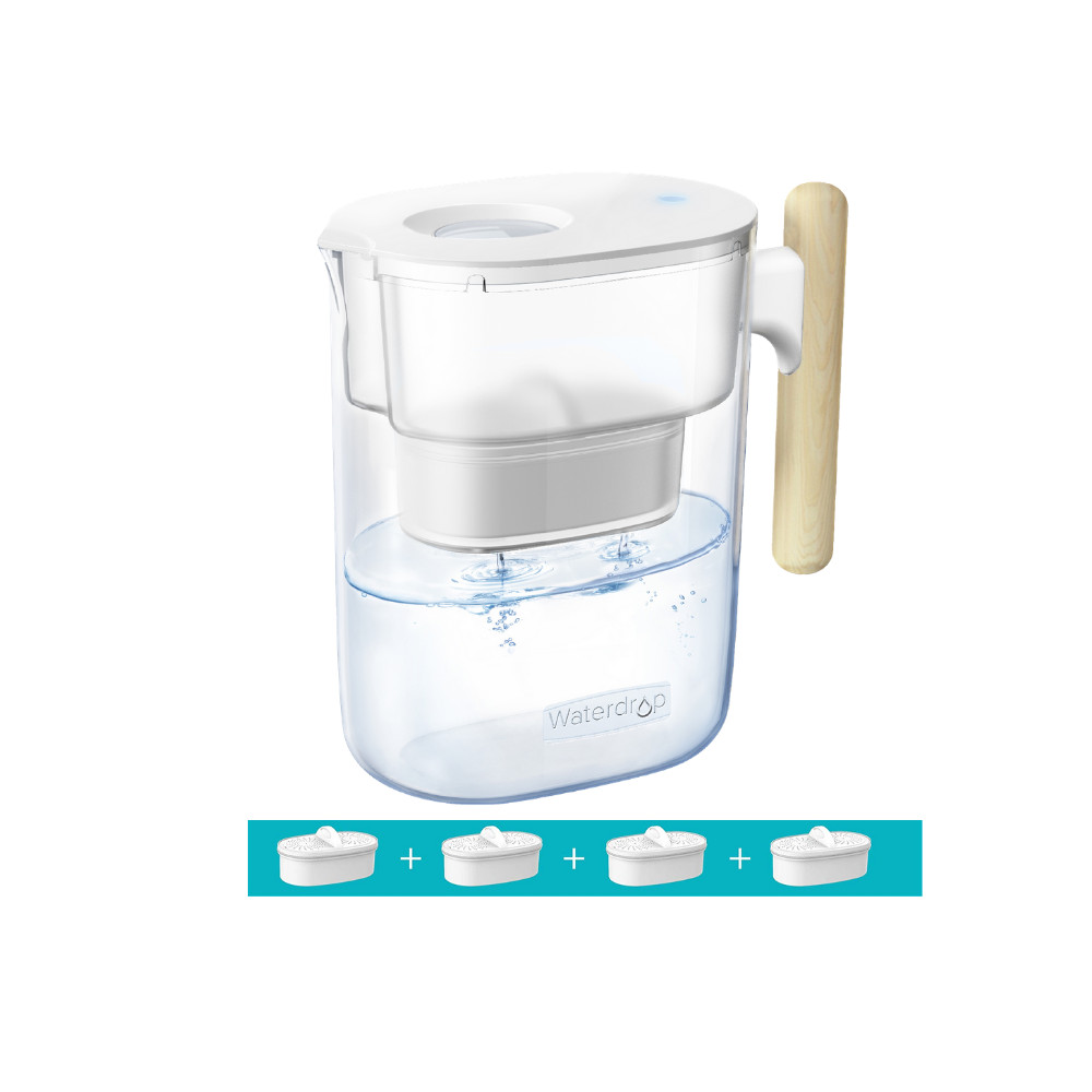 Waterdrop Chubby 10-Cup Water Filter Pitcher with 4 Filter,NSF Certified,200 Gal