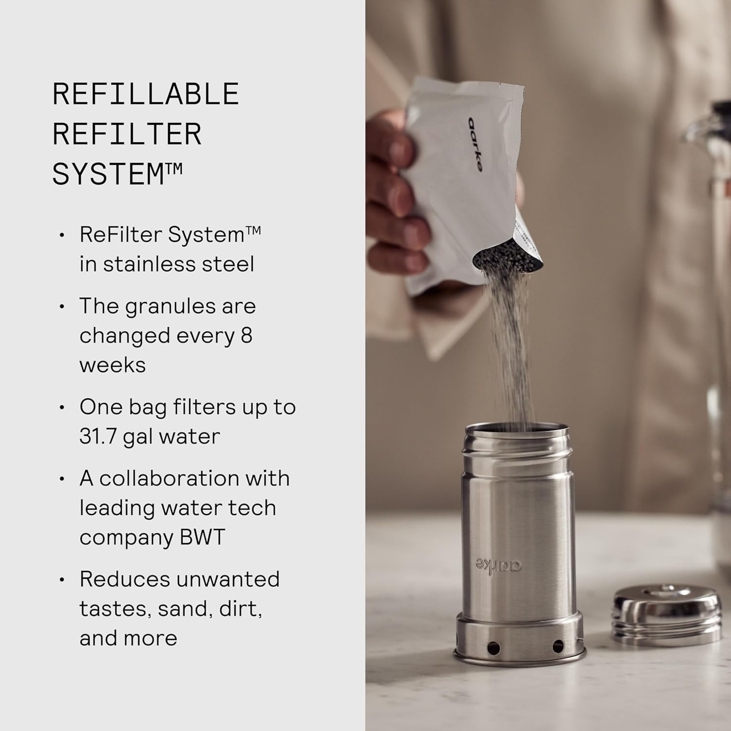 Water Pitcher Filter Purifier Glass Stainless Steel BPA-Free 7 Cups