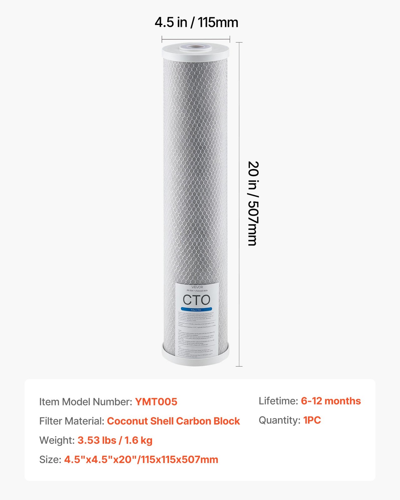 VEVOR Whole House Water Filter System/Replacement Cartridge GAC/IMR/KDF/PHO/SED