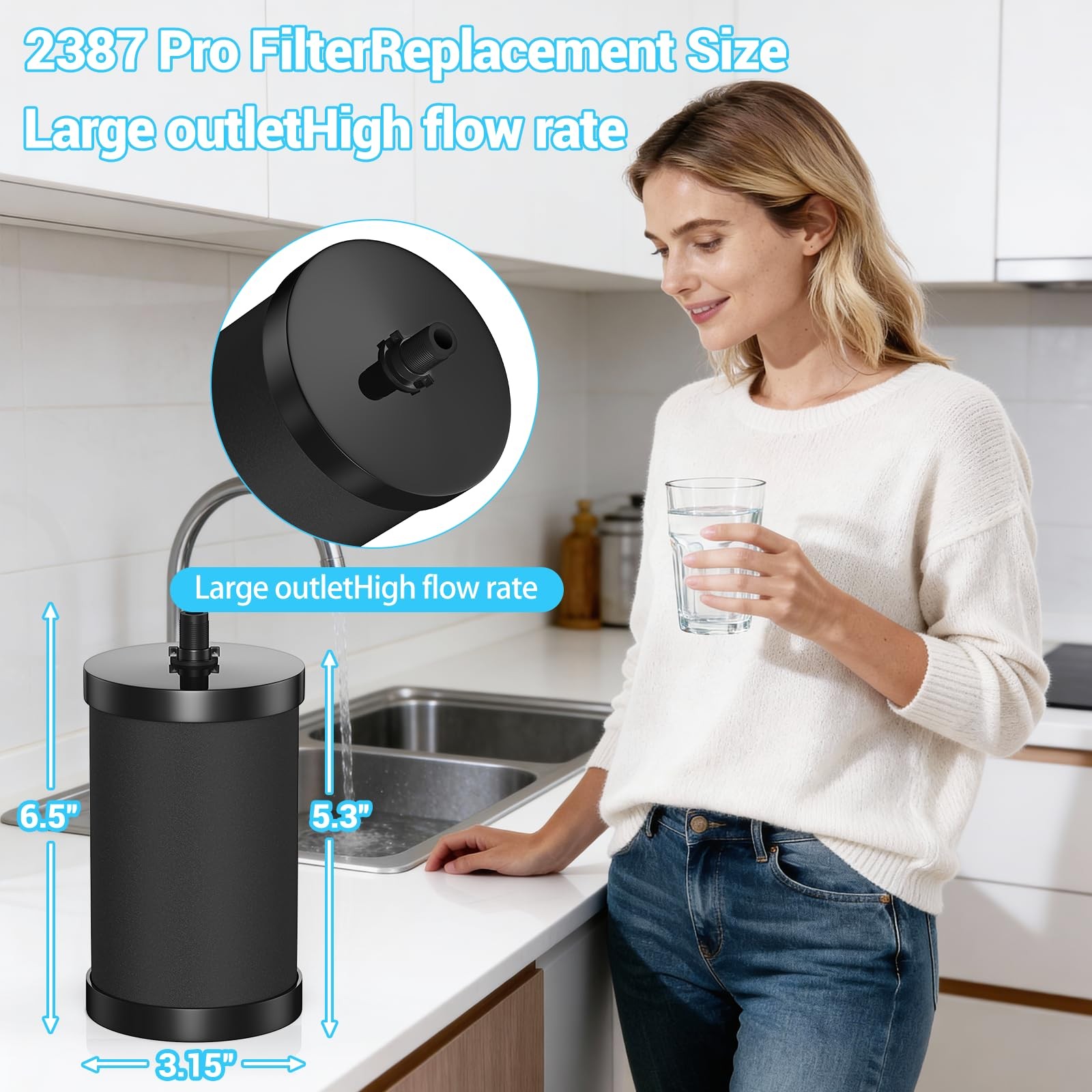 Alexapure 2387 Pro Water Filter Replacement, 3-Stage Filtration Reduces Chlor…