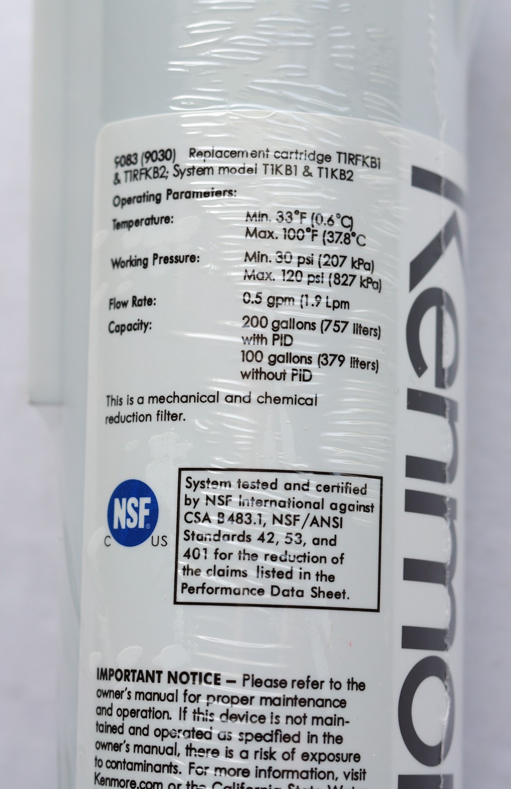 Genuine OEM 9083 Kenmore 4609083 Replacement Refrigerator Water Filter SEALED