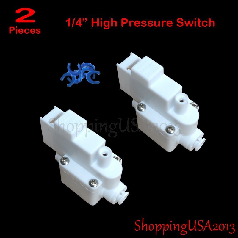 2 Pcs 1/4″-1/4″ High Pressure Switch Push In Quick Connect RO Water Filter