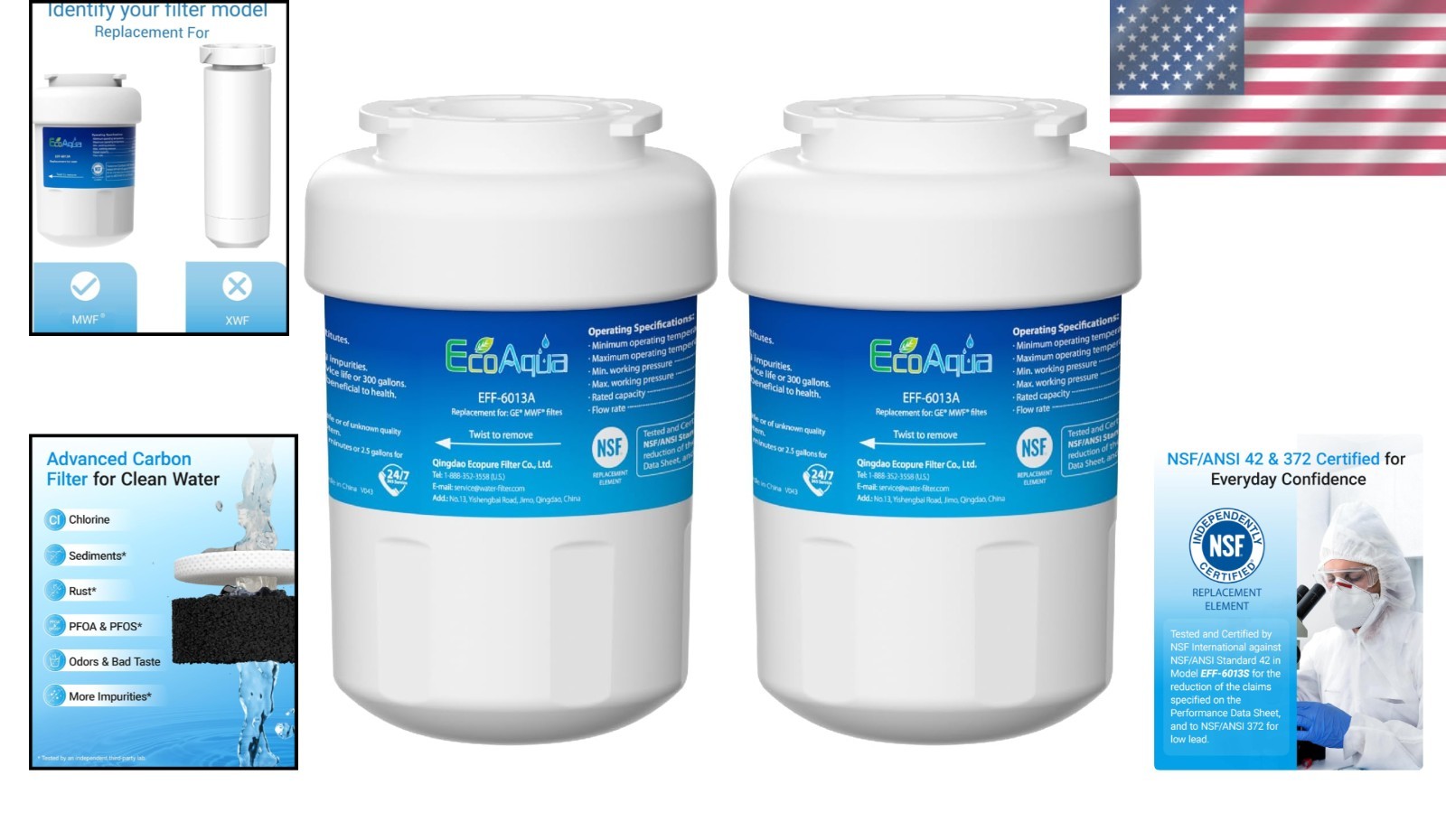 NSF 42 Certified Water Filter Replacement – 2 Pack