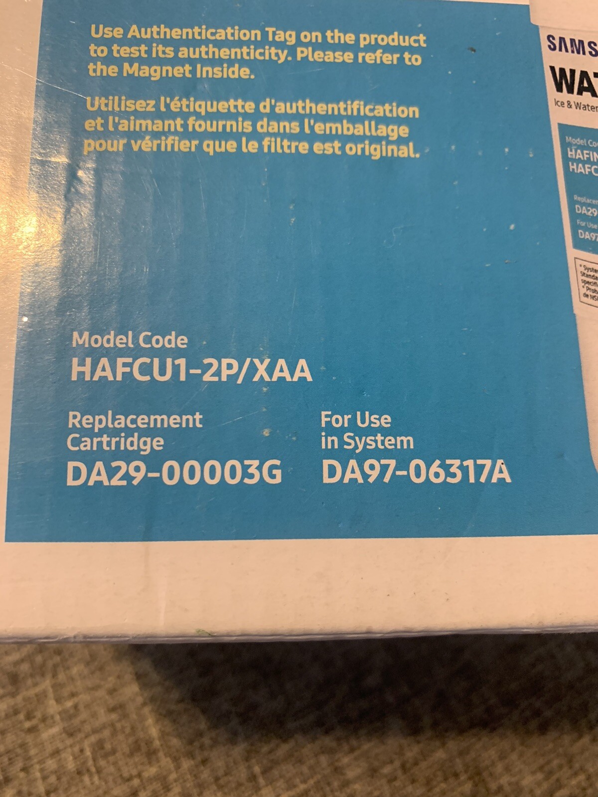 Samsung Water Filter HAFCU1-2P/XAA 2 Filters One Opened – See Description
