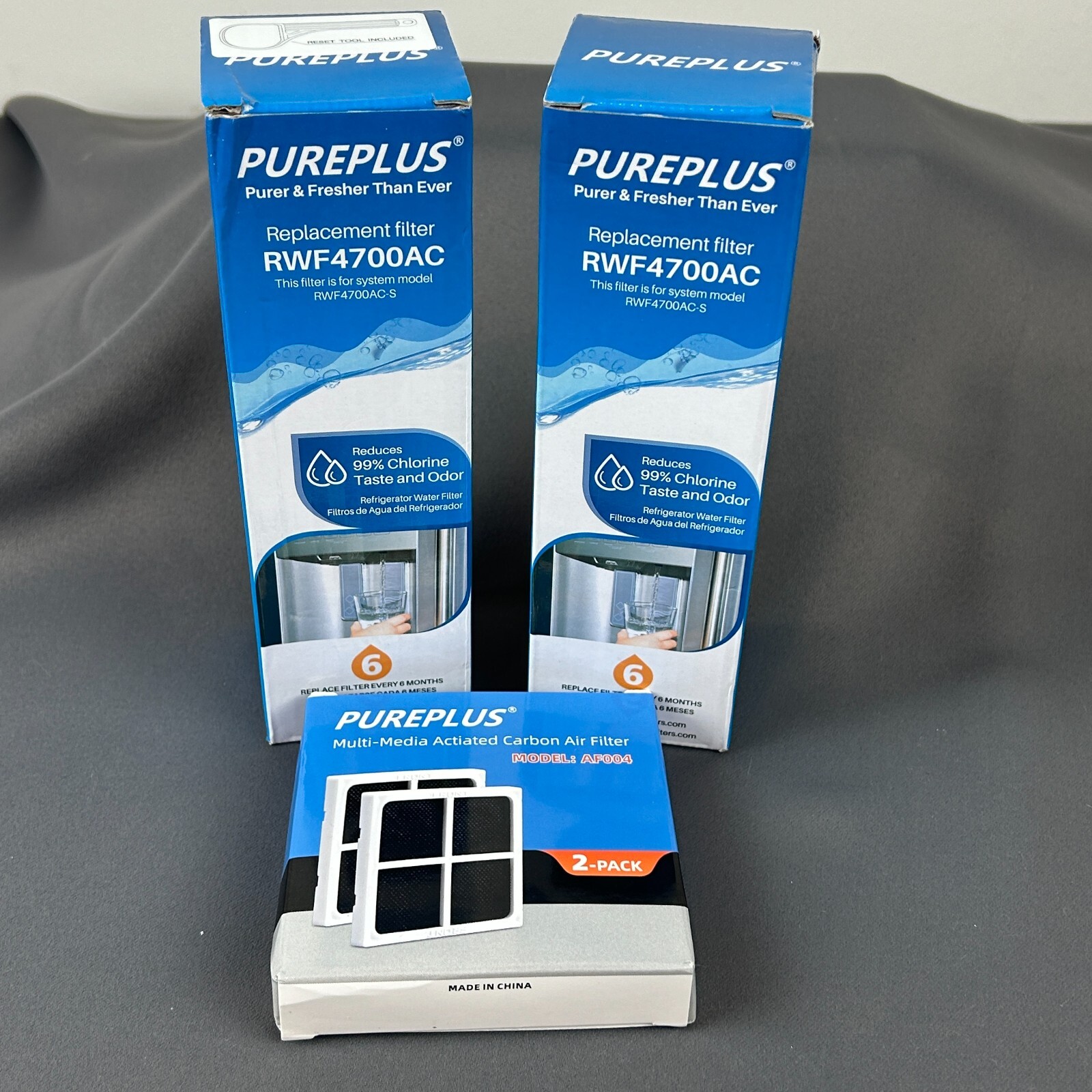 PurePlus RWF4700AC Water Filter 2 Pack And AF004 Carbon Air Filter 3 Pack