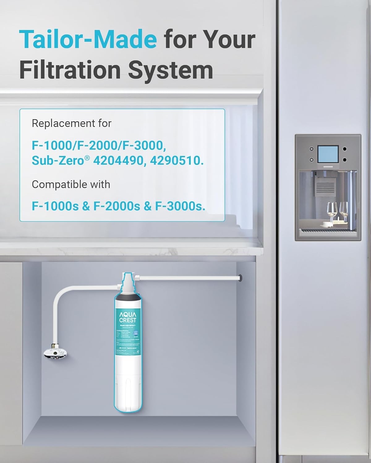 AQUA CREST F-1000, 4204490 Under Sink Water Filter, Replacement for F-1000 (3)