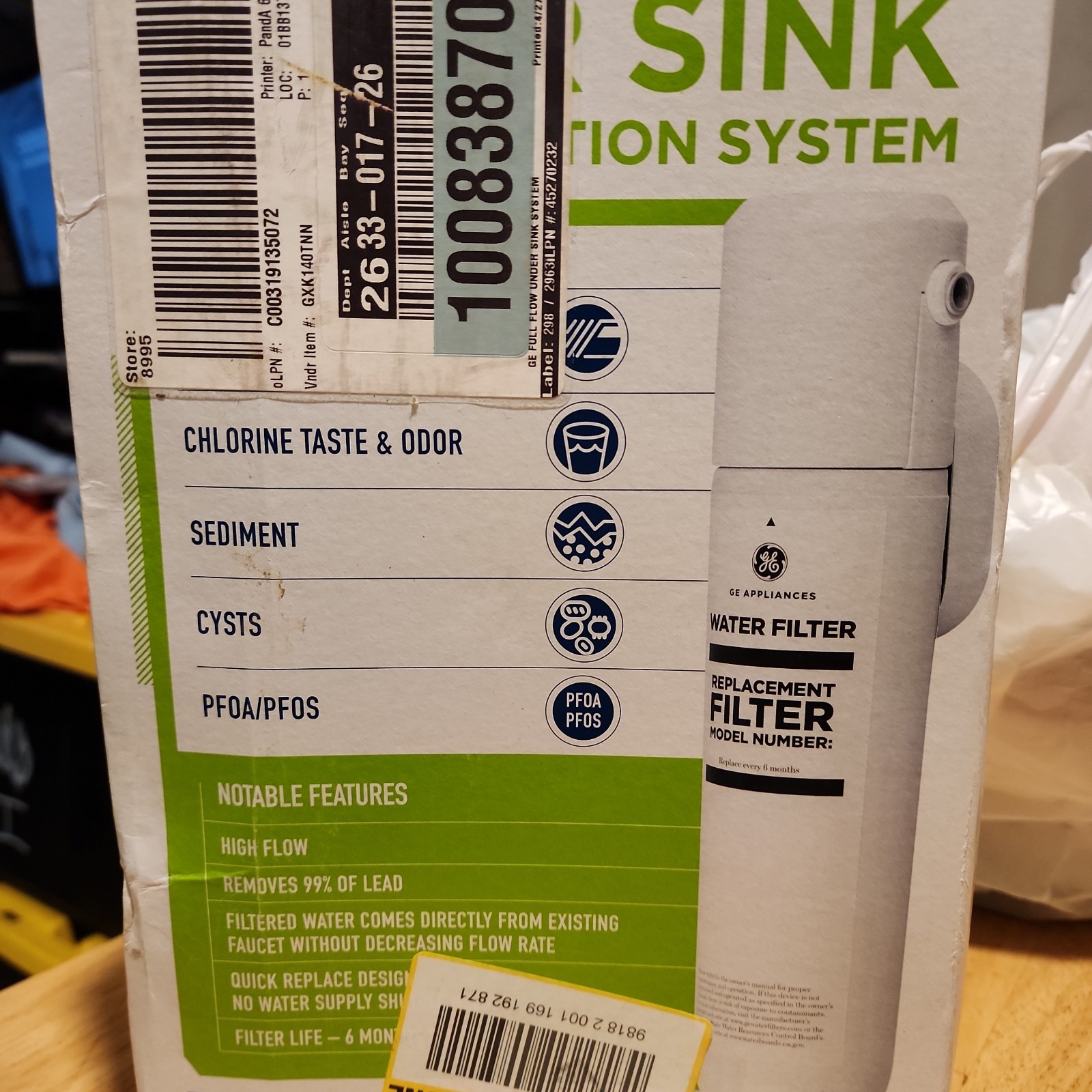 GE Under Sink Single Stage High Flow Water Filtration System GXK140TNN