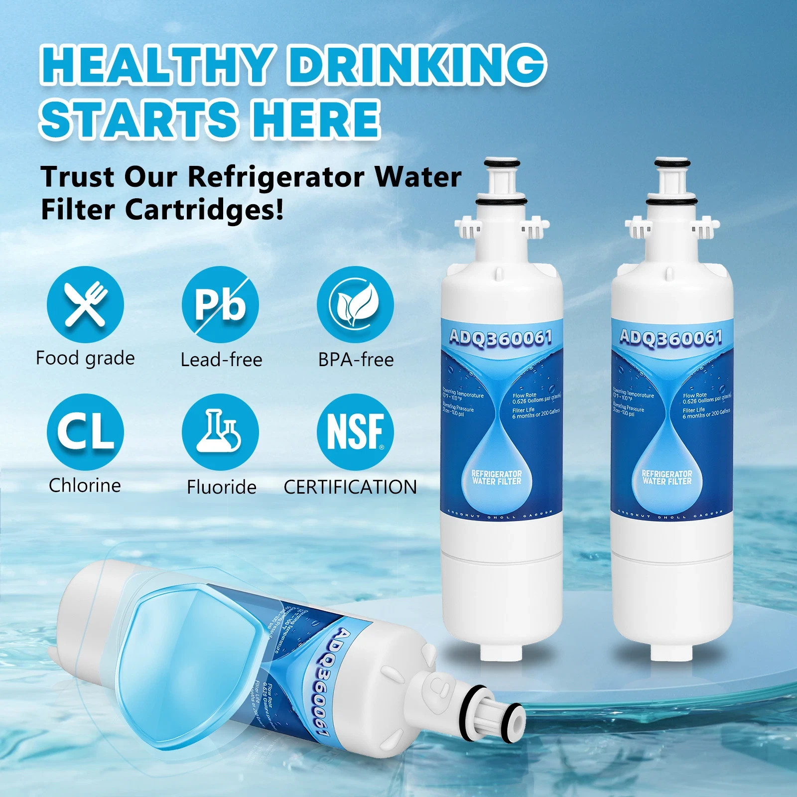 ADQ36006101 Water Filter Replacement LG LT700P,for Refrigerators LFXS30766S