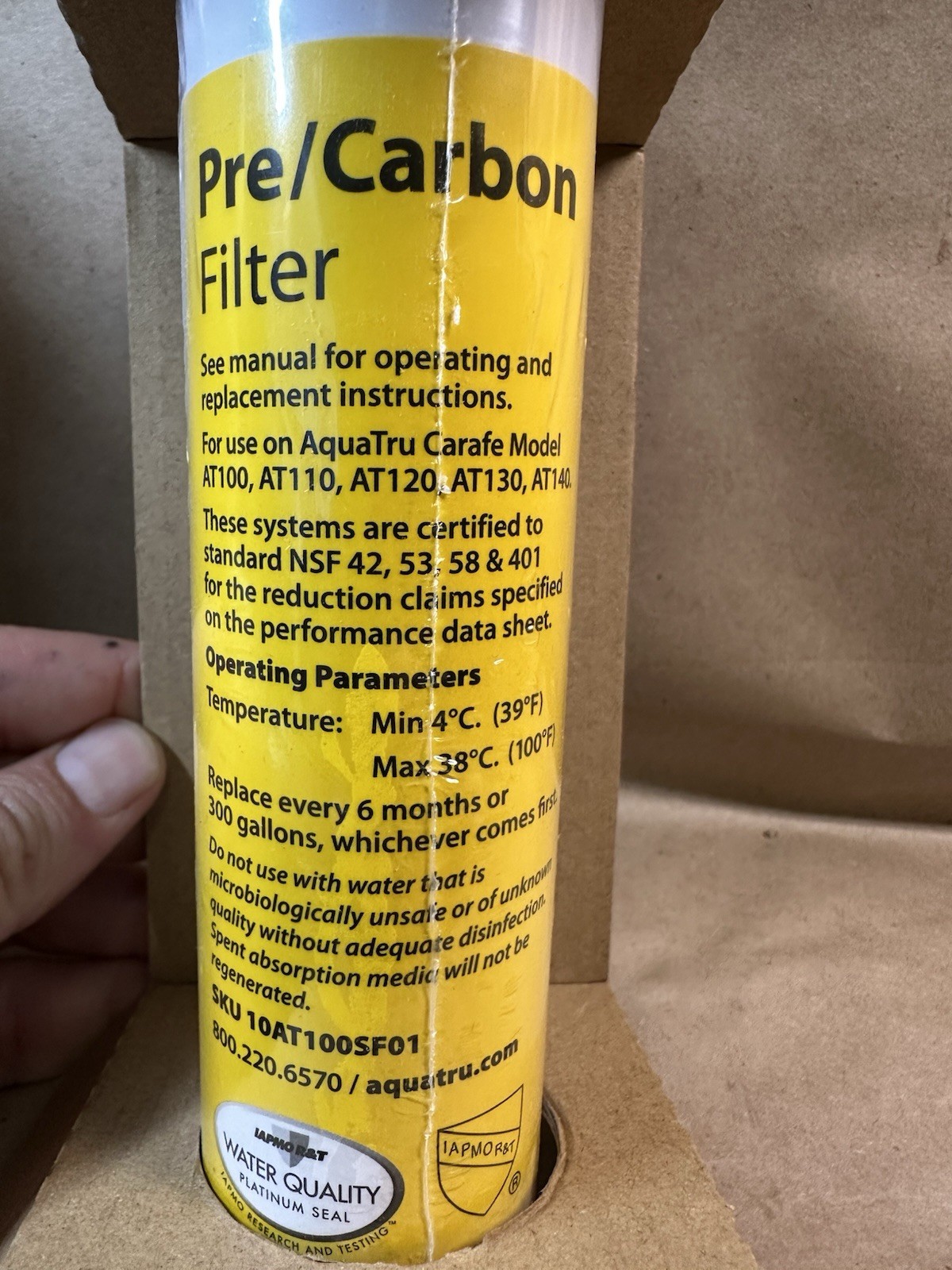 AquaTru Carafe AT100 2 Stage Pre/Carbon Filter – Genuine Filter Sealed In Box