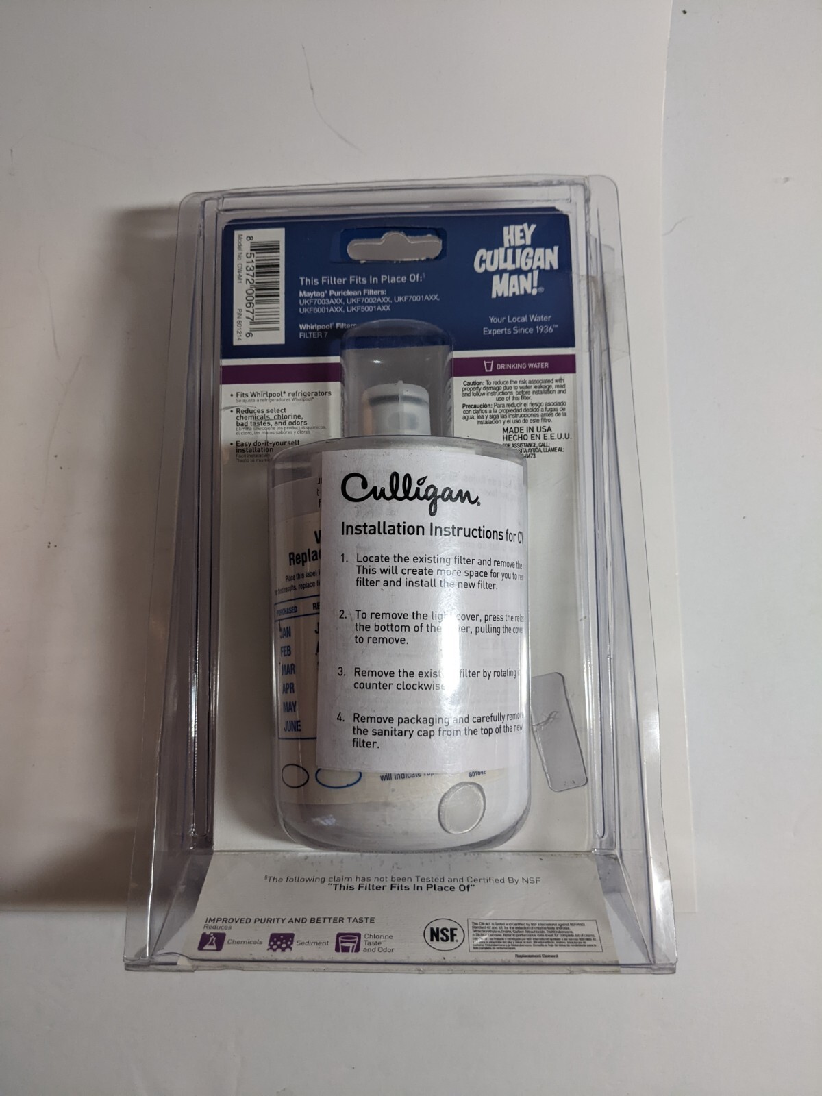 Culligan Refrigerator replacement filter for Whirlpool 7 (see description)