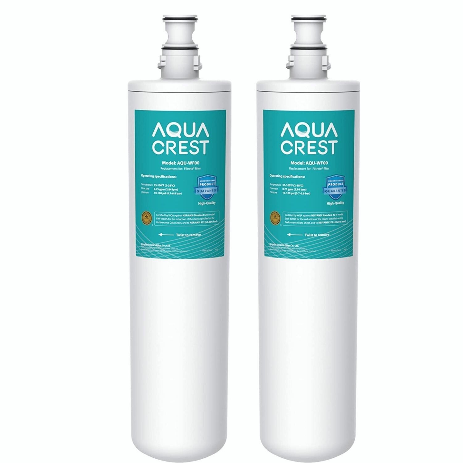 AQUA CREST Under Sink Water Filter, 3US-PF01, Replacement for 3US-MAX-F01H, (2)