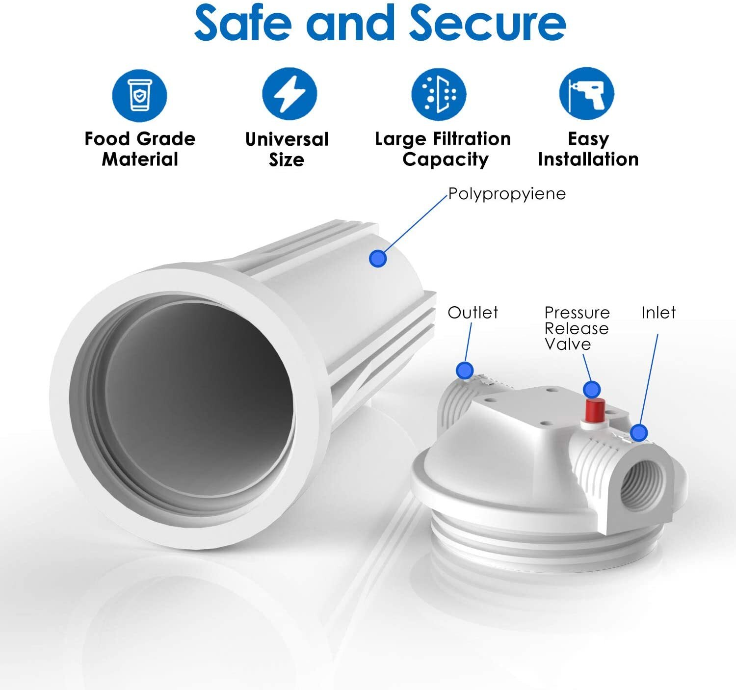 10 Inch Whole House Water Filter System Housing with Sediment Filter Replacement