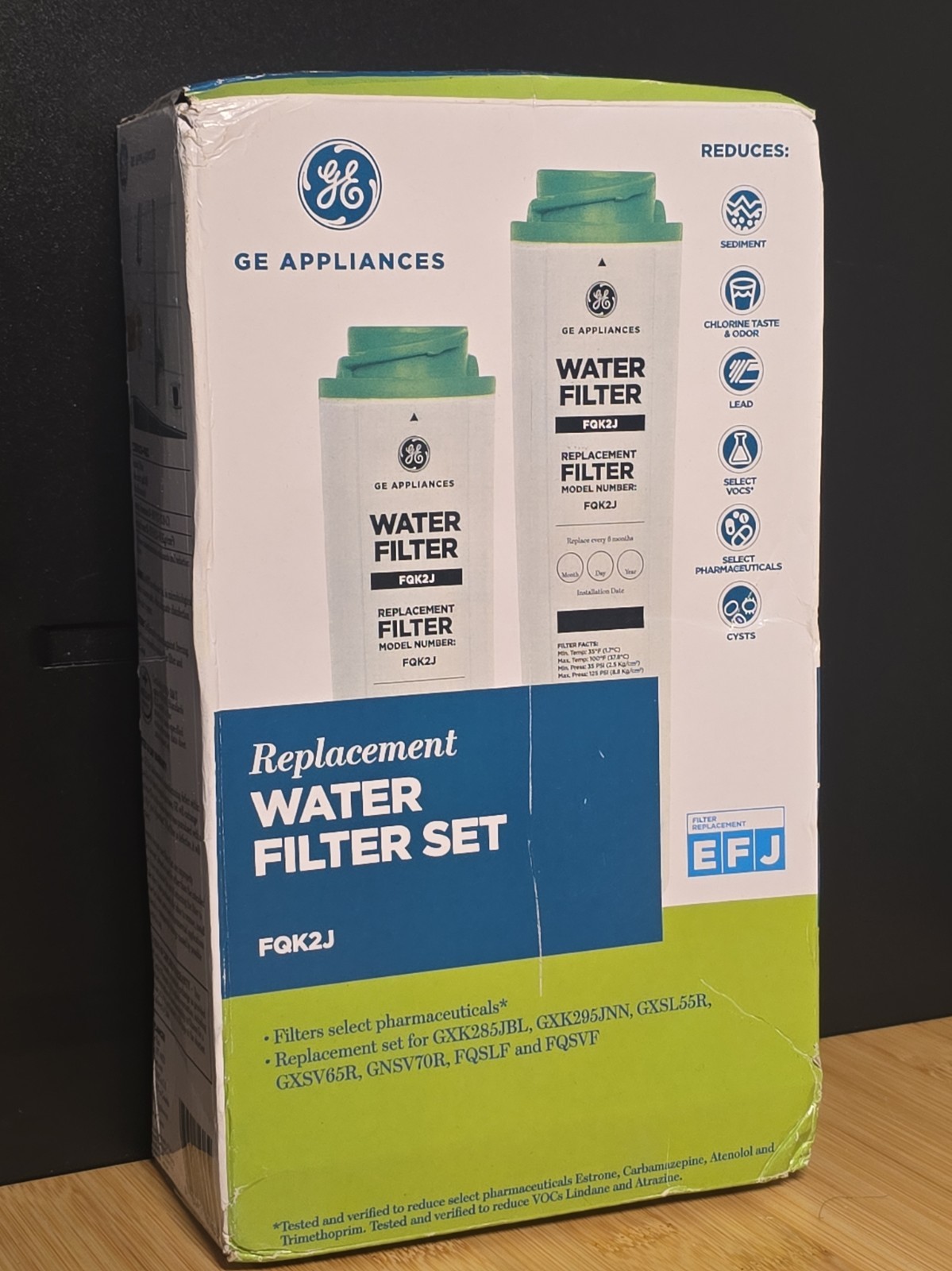 GE Appliances FQK2J Replacement Water Filter Set 2-Pack Lead & Cyst Reduction