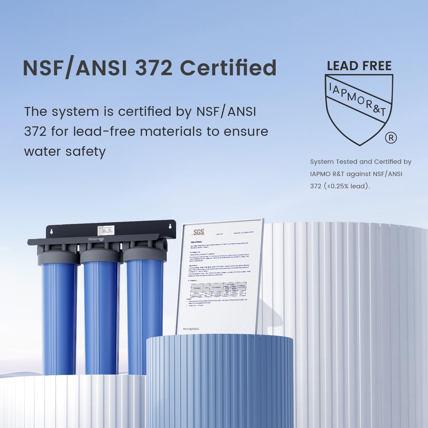 Waterdrop 3-Stage Whole House Water Filter System,Reduce Carbon Filter&Sediment
