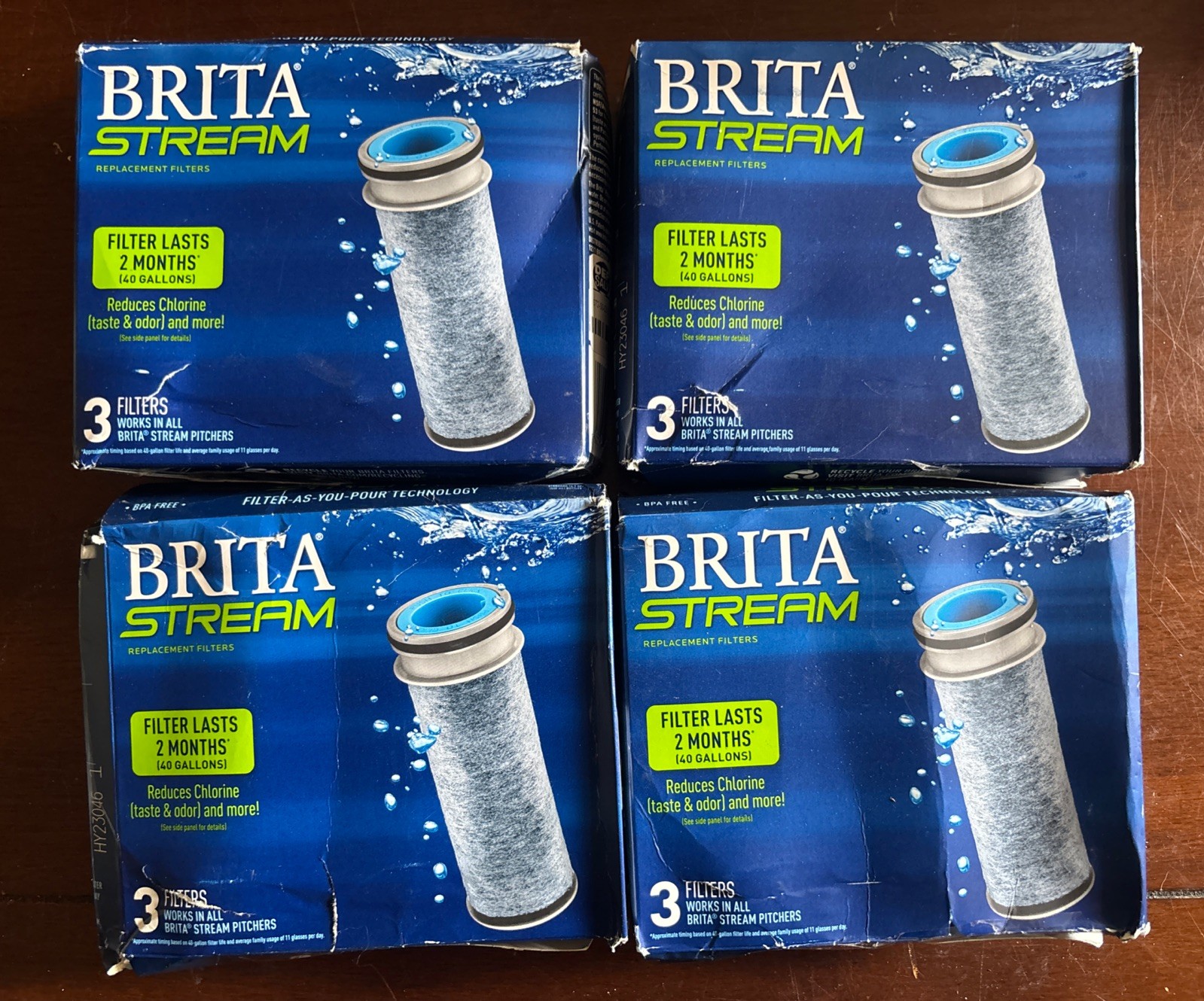 **4 PACKS OF 3** Brita Stream Replacement Water Filters 3 Count 40 Gal Open Box