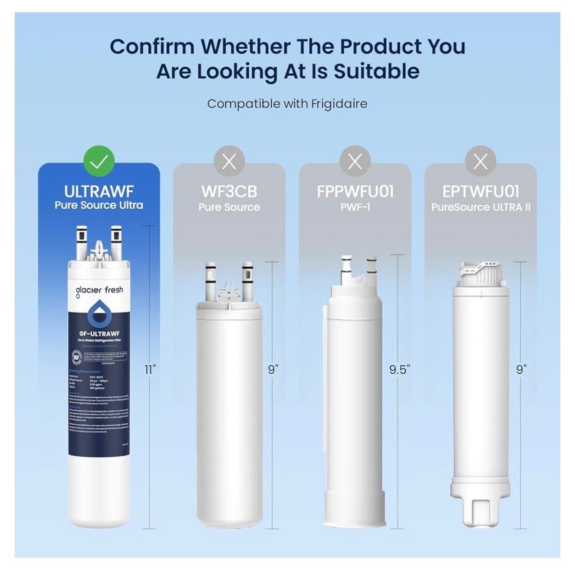 3 PACK GLACIER FRESH Frigidaire ULTRAWF Pure Source Ultra Kenmore Water Filter