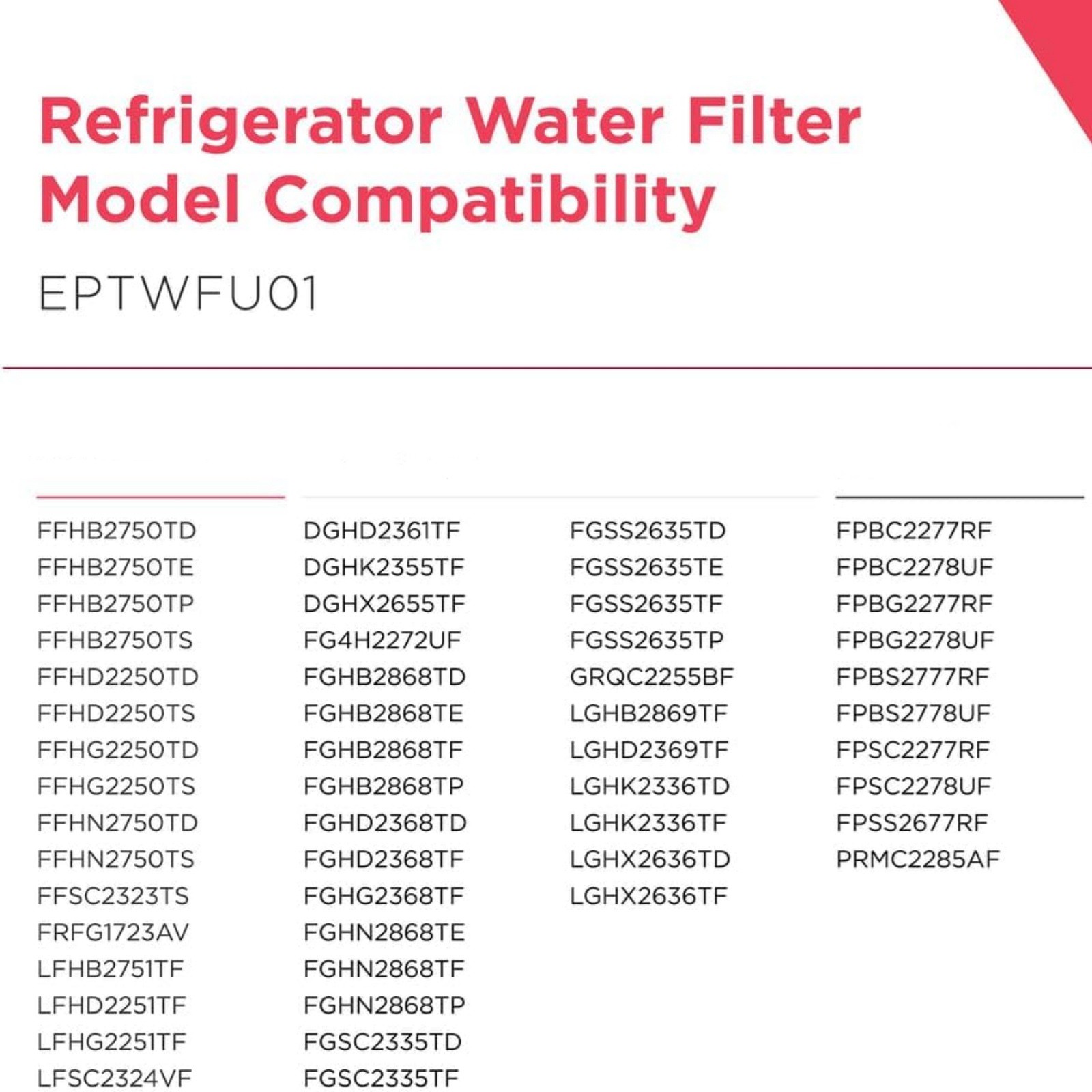 For Frigidaire EPTWFU01 Replacement Water System Filter Refrigerator Seconds