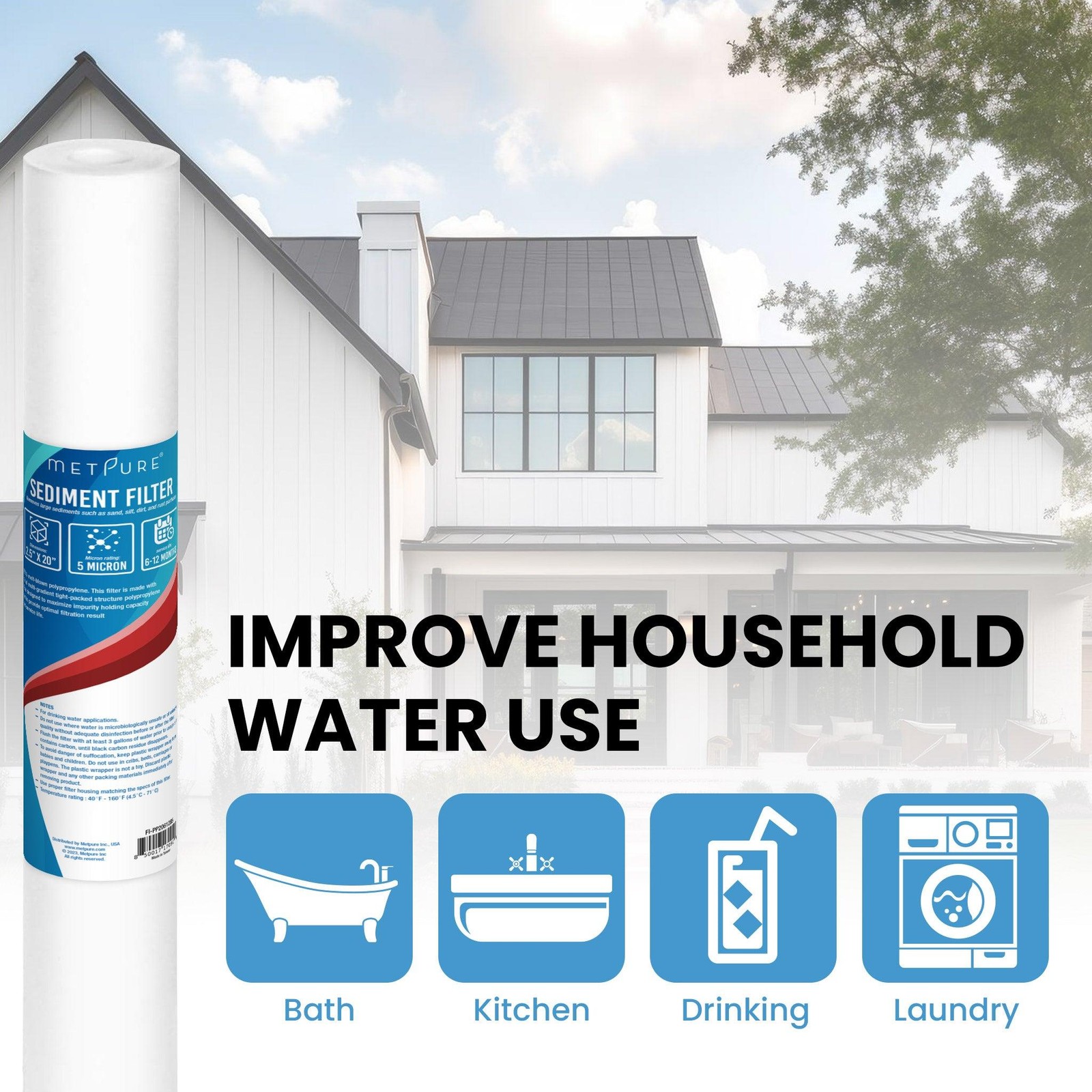 1 to 50 PACK 20″ x 2.5″ Whole House Sediment Water Filter Cartridges 5 Micron PP