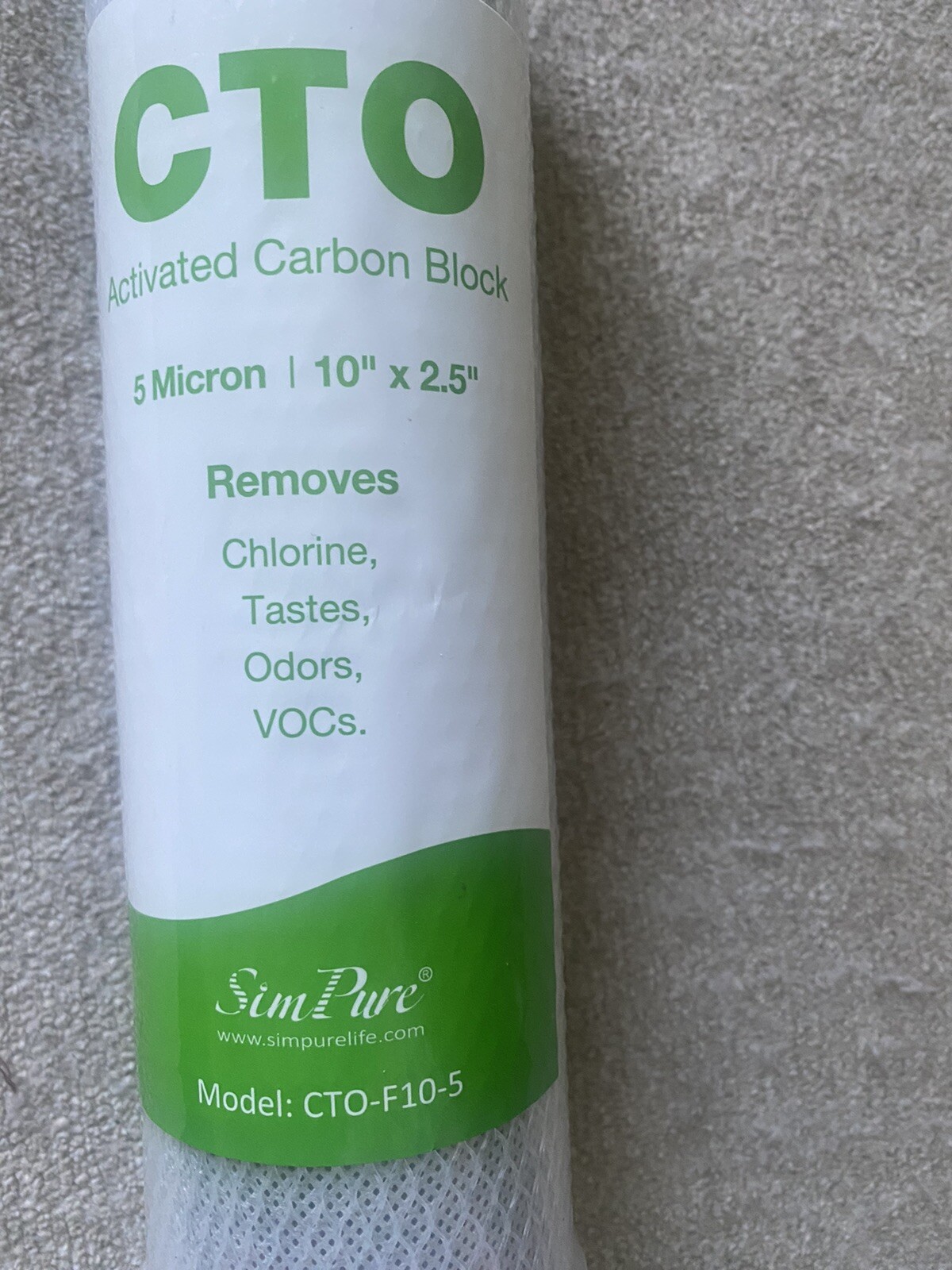 NEW/Sealed SimPure CTO-F10B-5 10X4.5 In Activated Carbon Block CTO Water Filter