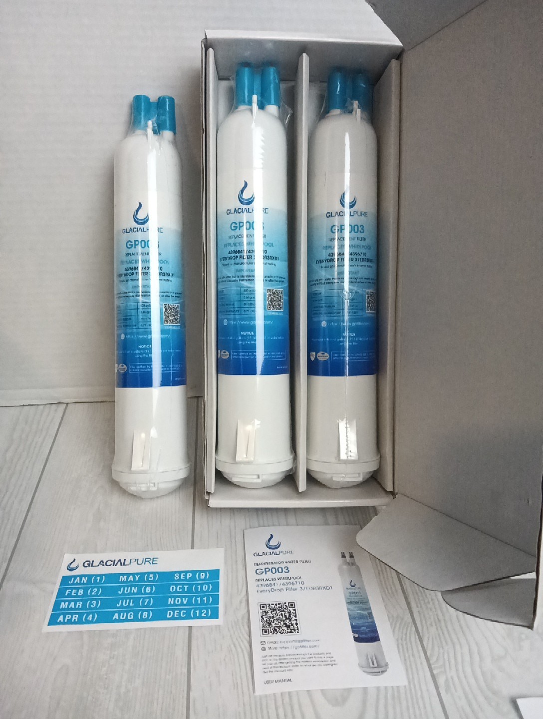 3x New Glacial Pure Replacement Refrigerator Filter Model GP003 4396841/4396710