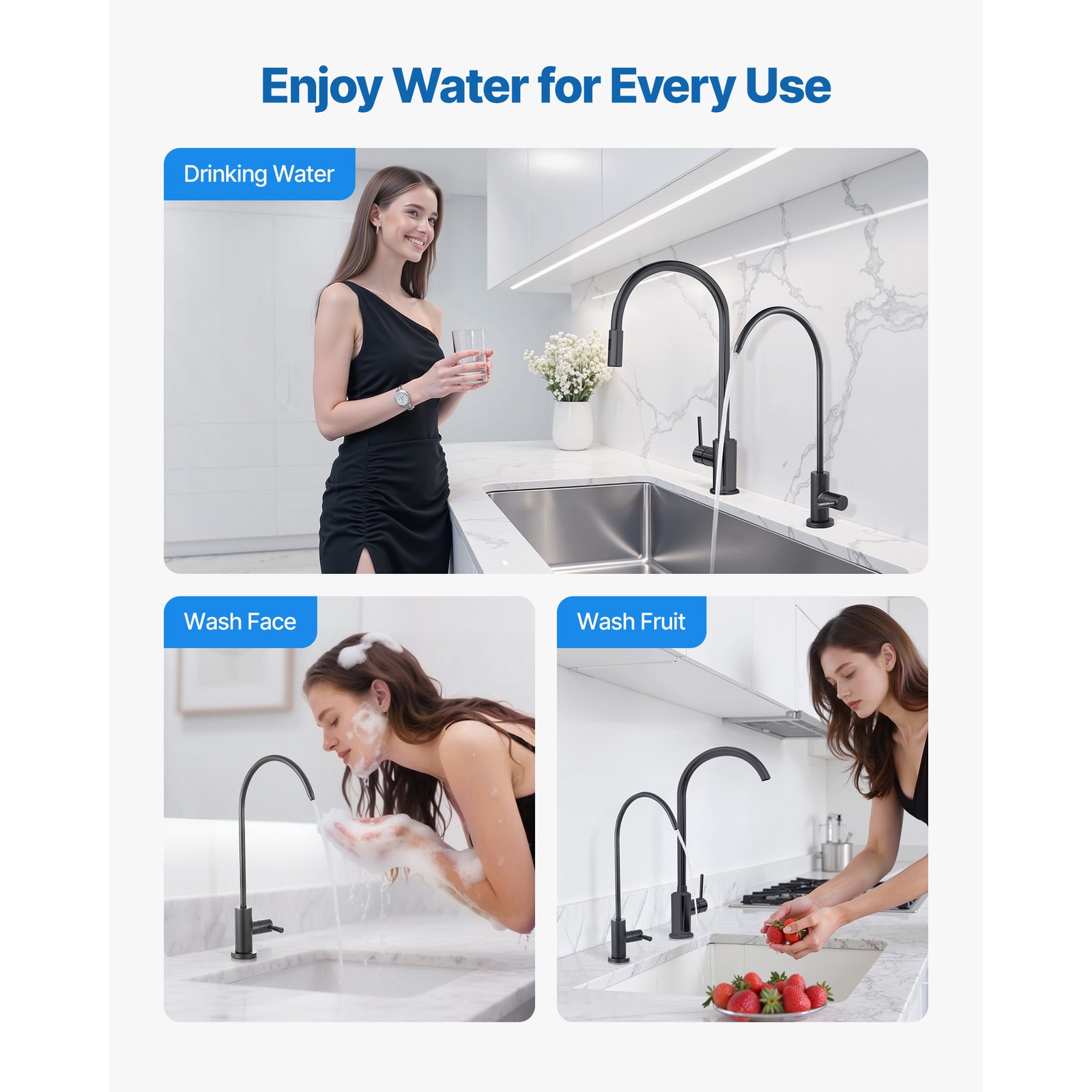 Uimoso Matte Black Lead-Free Faucet for Reverse Osmosis Water Filtration Faucet