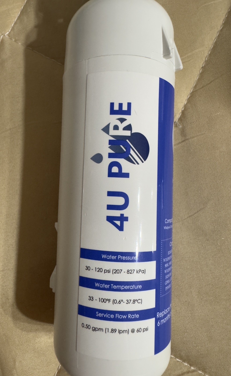 4U PURE Model SMF1003 Refrigerator Water Filter 6 Month 200 Gallons New
