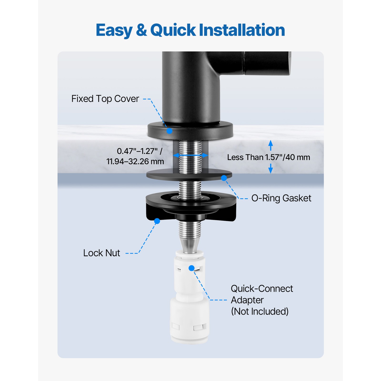 Uimoso Matte Black Lead-Free Faucet for Reverse Osmosis Water Filtration Faucet