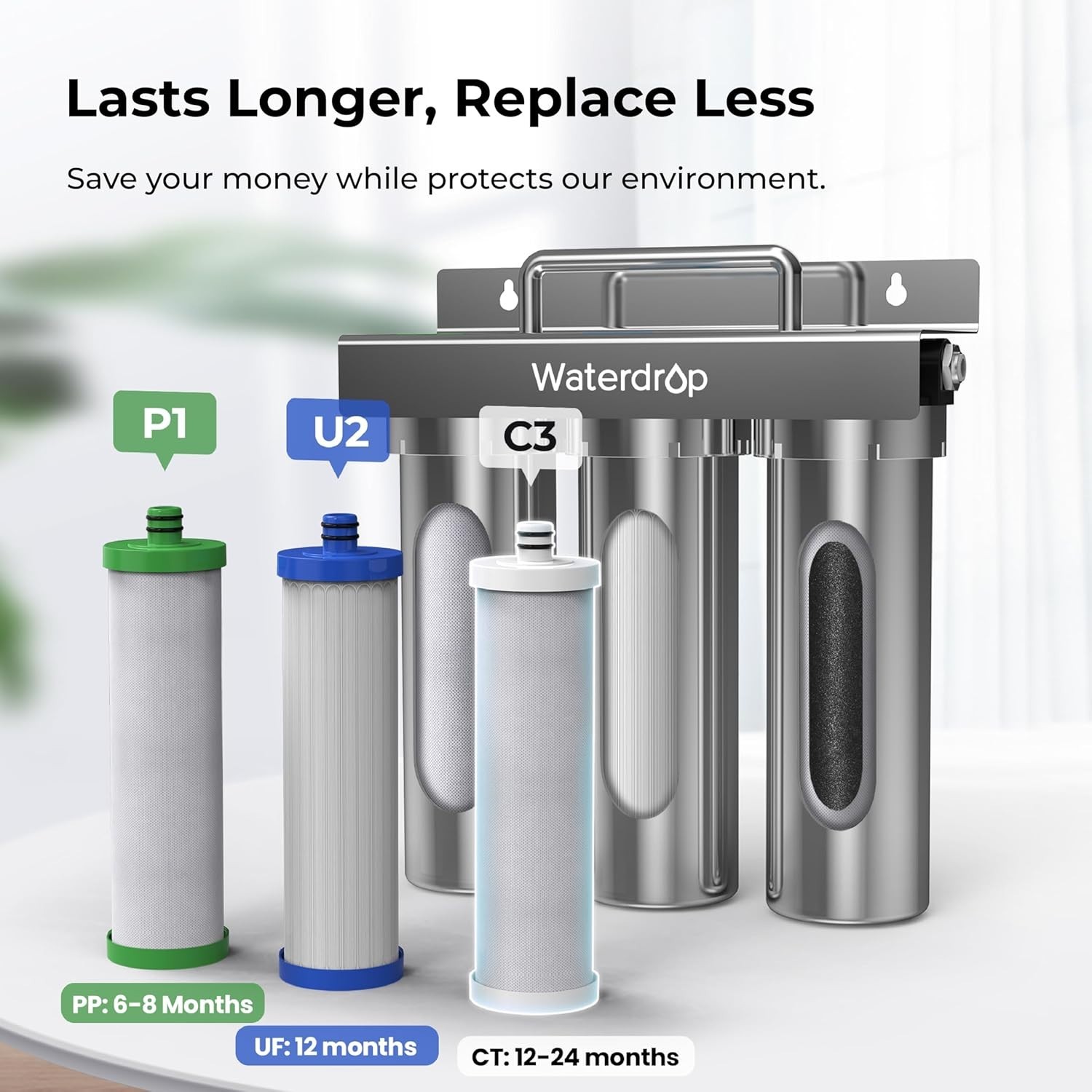 Waterdrop TST-UF-B 0.01μm Ultra-Filtration Under Sink Water Filter 3-Stage