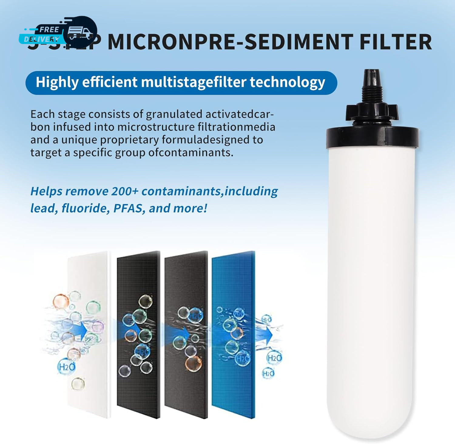 2 Pack 7» Ceramic Water Filter Candle,7 Inch Water Filter Replacement Filters
