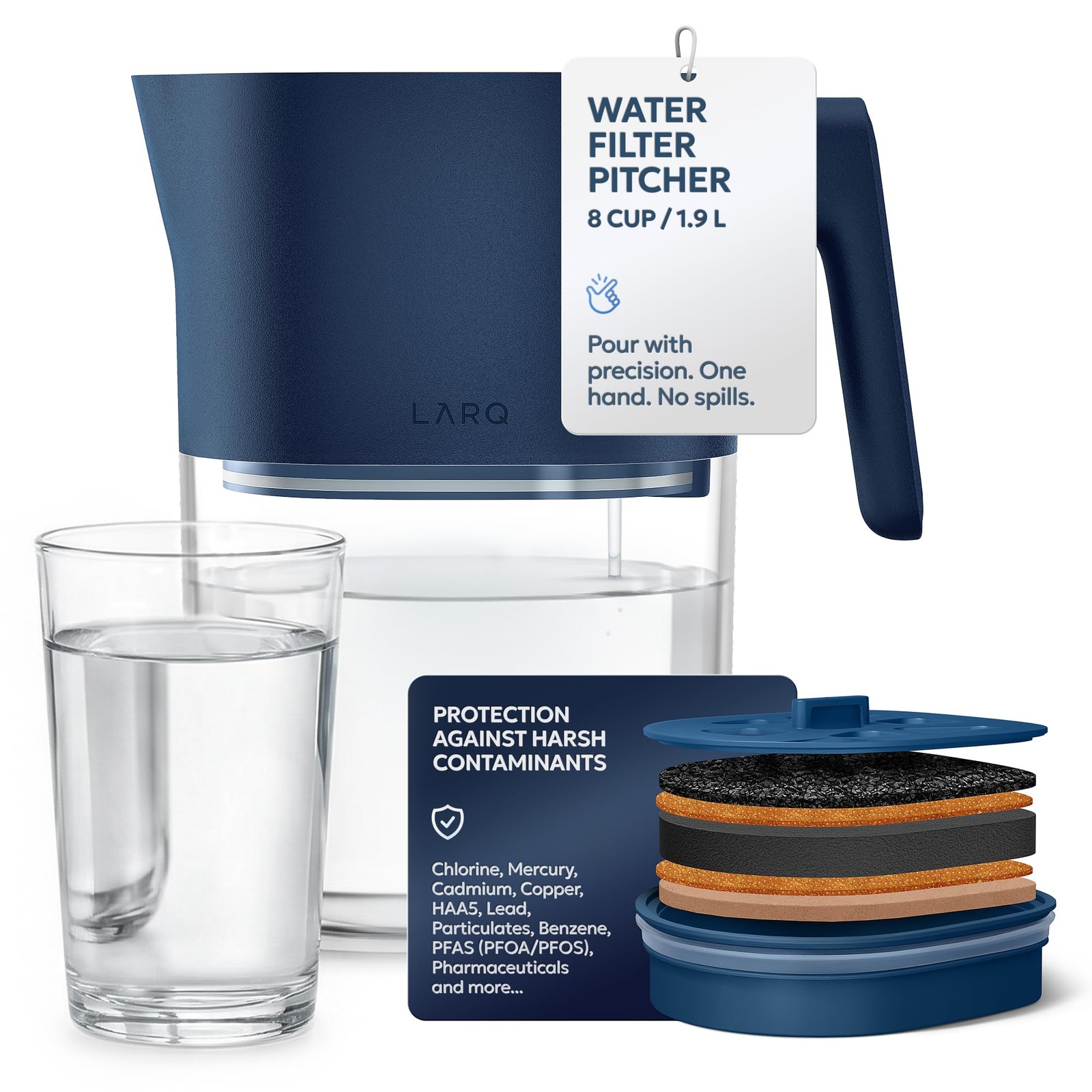 Water Filter Pitcher 1.9L (8-Cup) – Nano Zero Filter Removes Chlorine, Lead, …