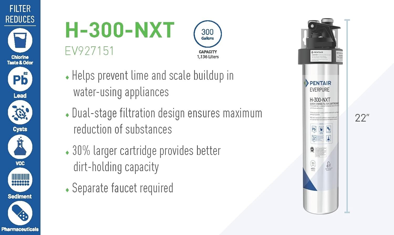 Pentair Everpure H-300-NXT Filter Cartridge, EV927441