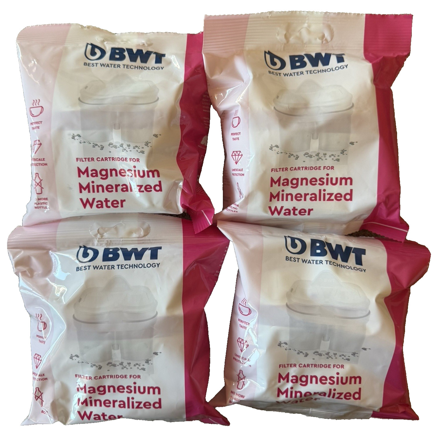 BWT Magnesium Mineralized Water Filter Cartridges 4 Count Long Life Mg2+