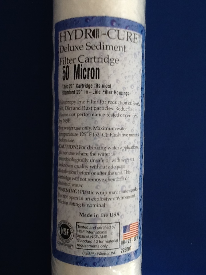 HYDRO CURE DELUXE 50 MICRON 20″x2.5″ SEDIMENT FILTER – CASE OF 25
