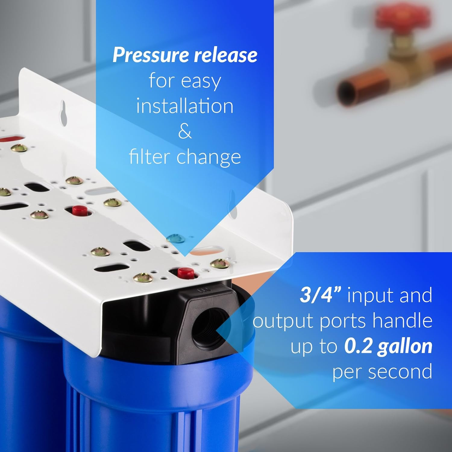 3-Stage Whole House Water Filter System – Reduces 99% Chlorine & Odors