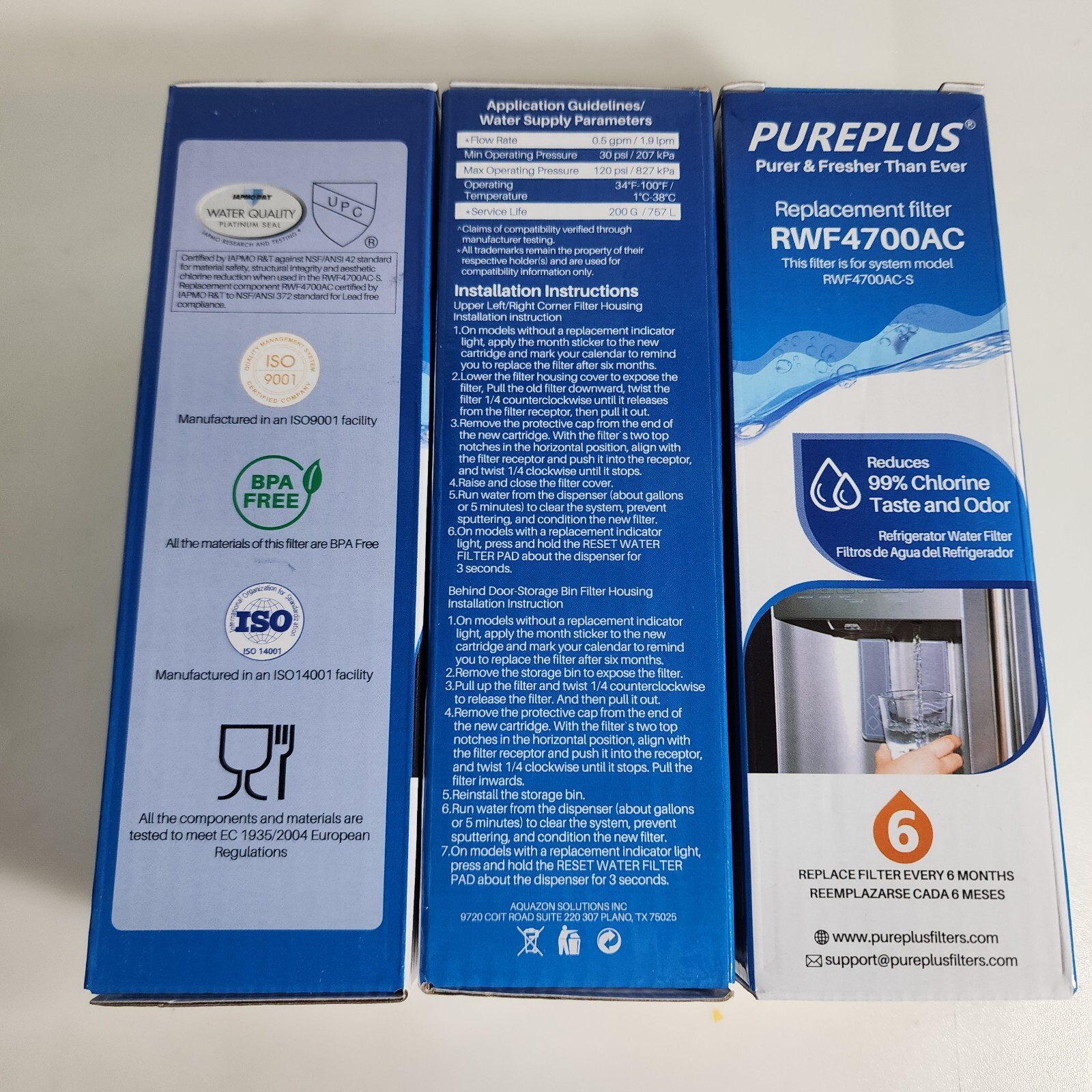 PurePlus RWF4700AC Water Filter 3 Pack + Carbon Filter 3 Pack AF004