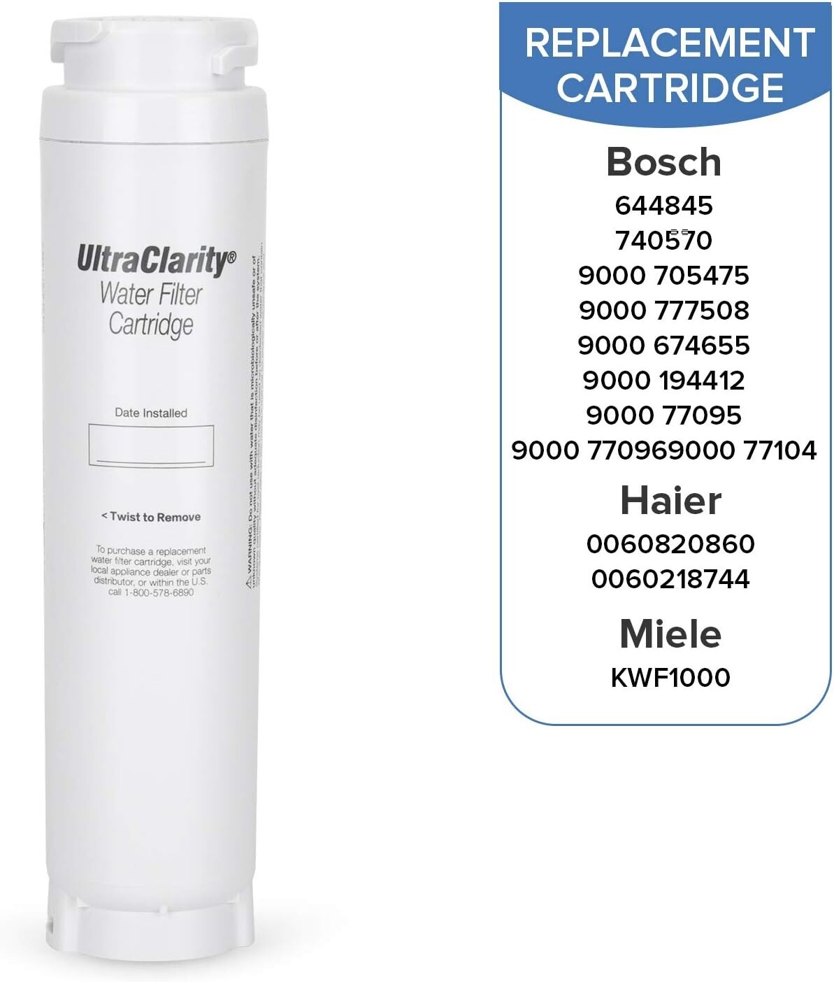 (1-6 Pcs)Bosch Ultra Clarity 9000 674655 Refrigerator Water Filter Replacement